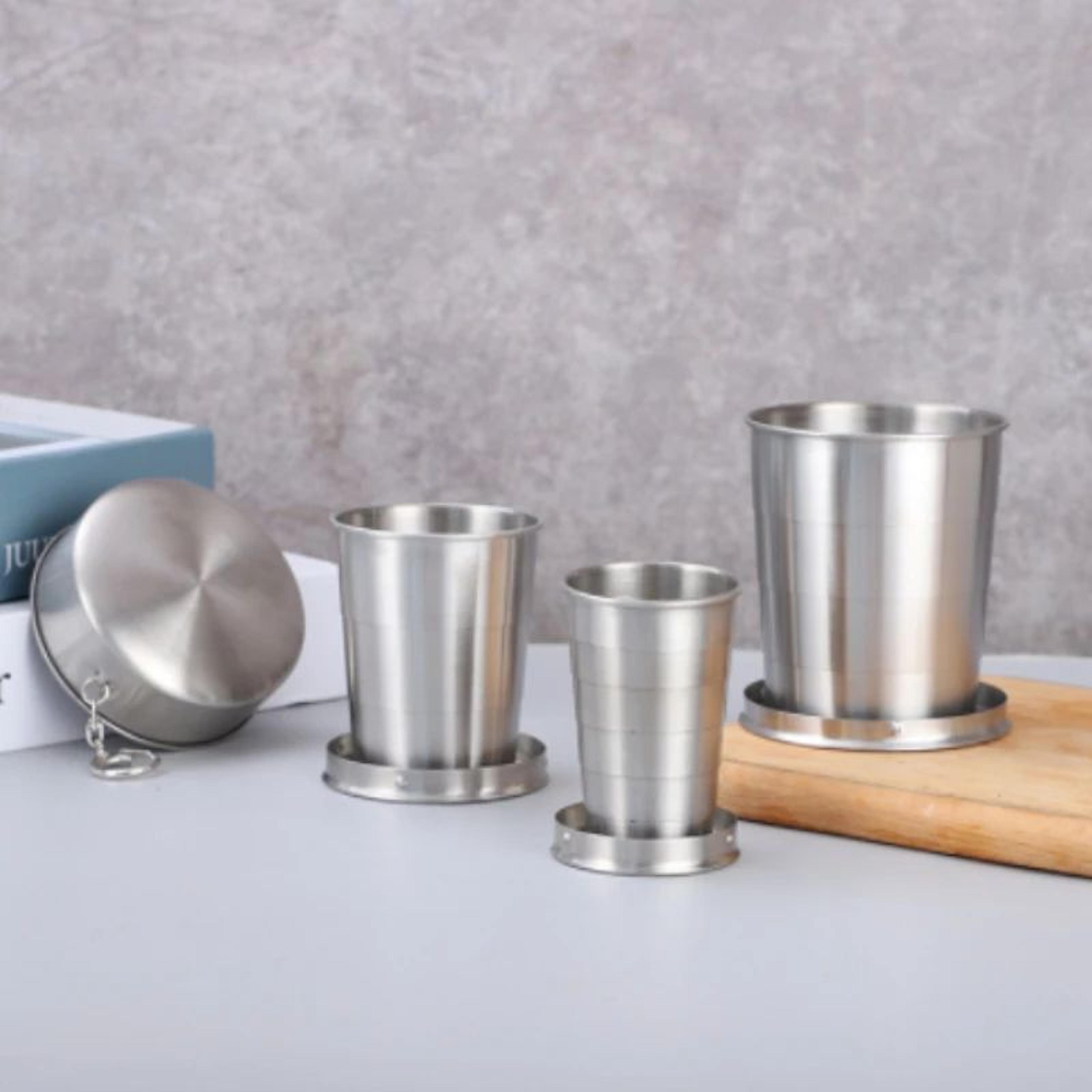 Stainless Steel Telescopic Folding Cup 75250ml Portable Travel  Camping Coffee Mug 0