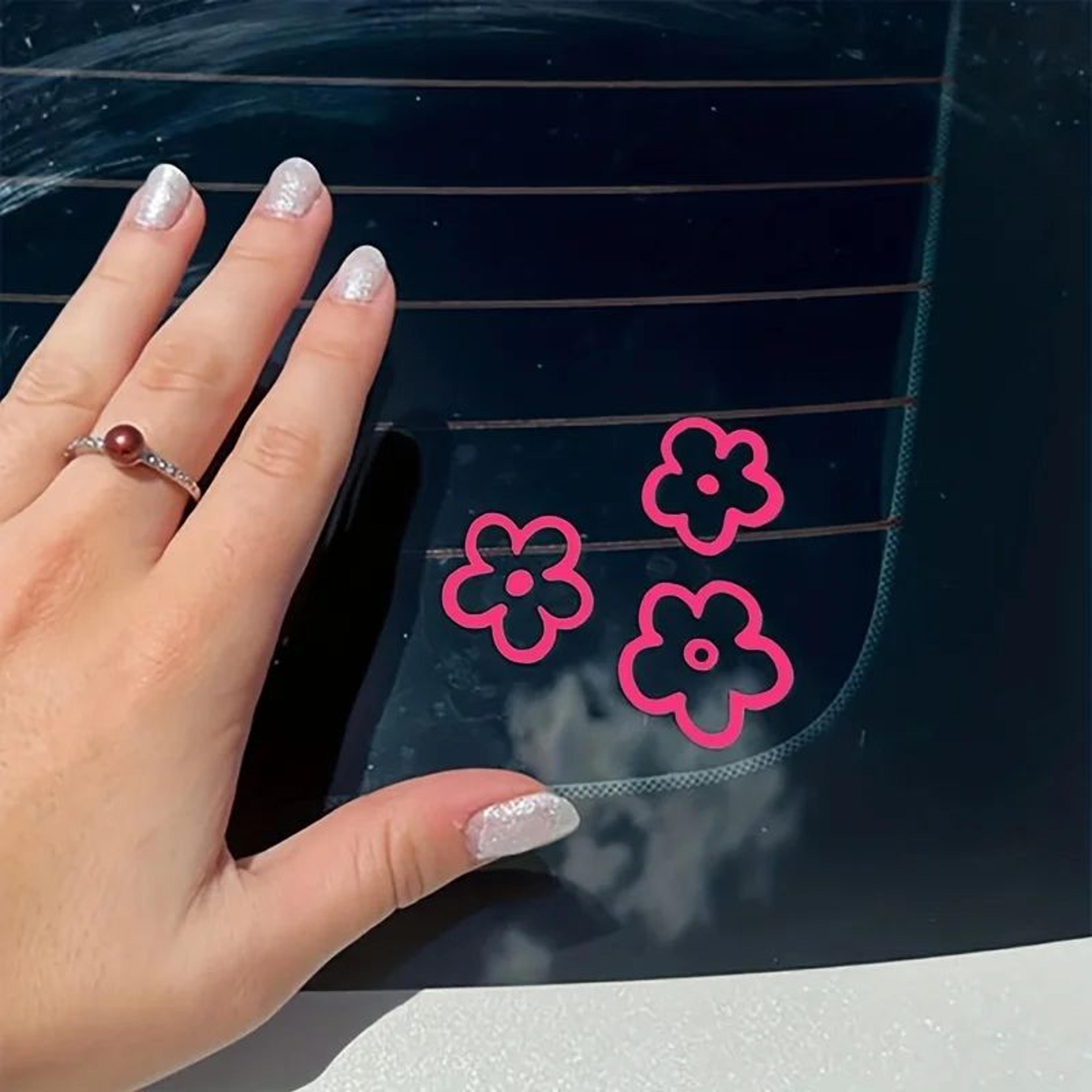 Flower Car Decal Set 3PCS  Waterproof Car Mirror Stickers  Bumper Decoration Stickers For A Cute 4