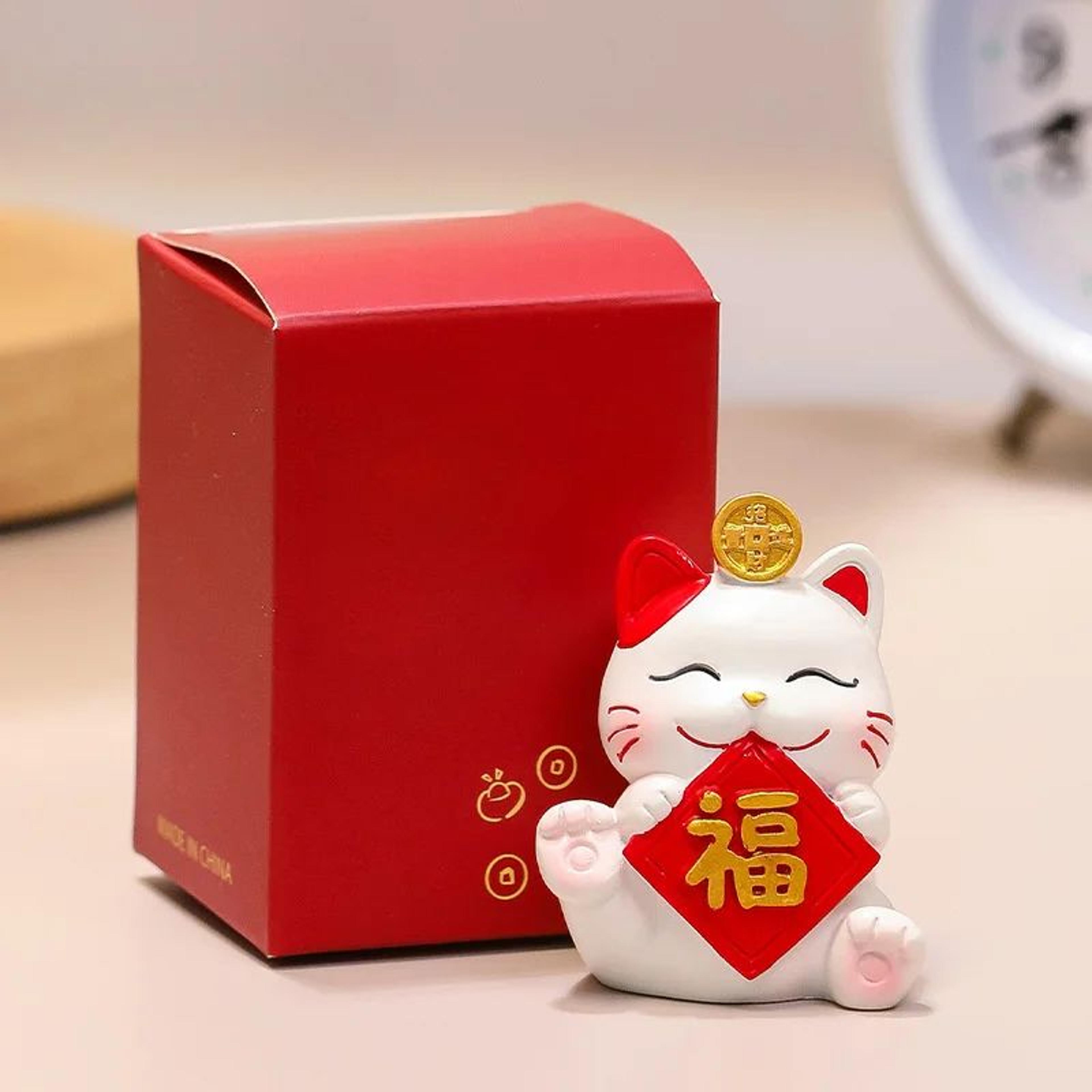 Lucky Lying Cat Figurine  WealthAttracting Ornament For Office Desk  Home Decor 6