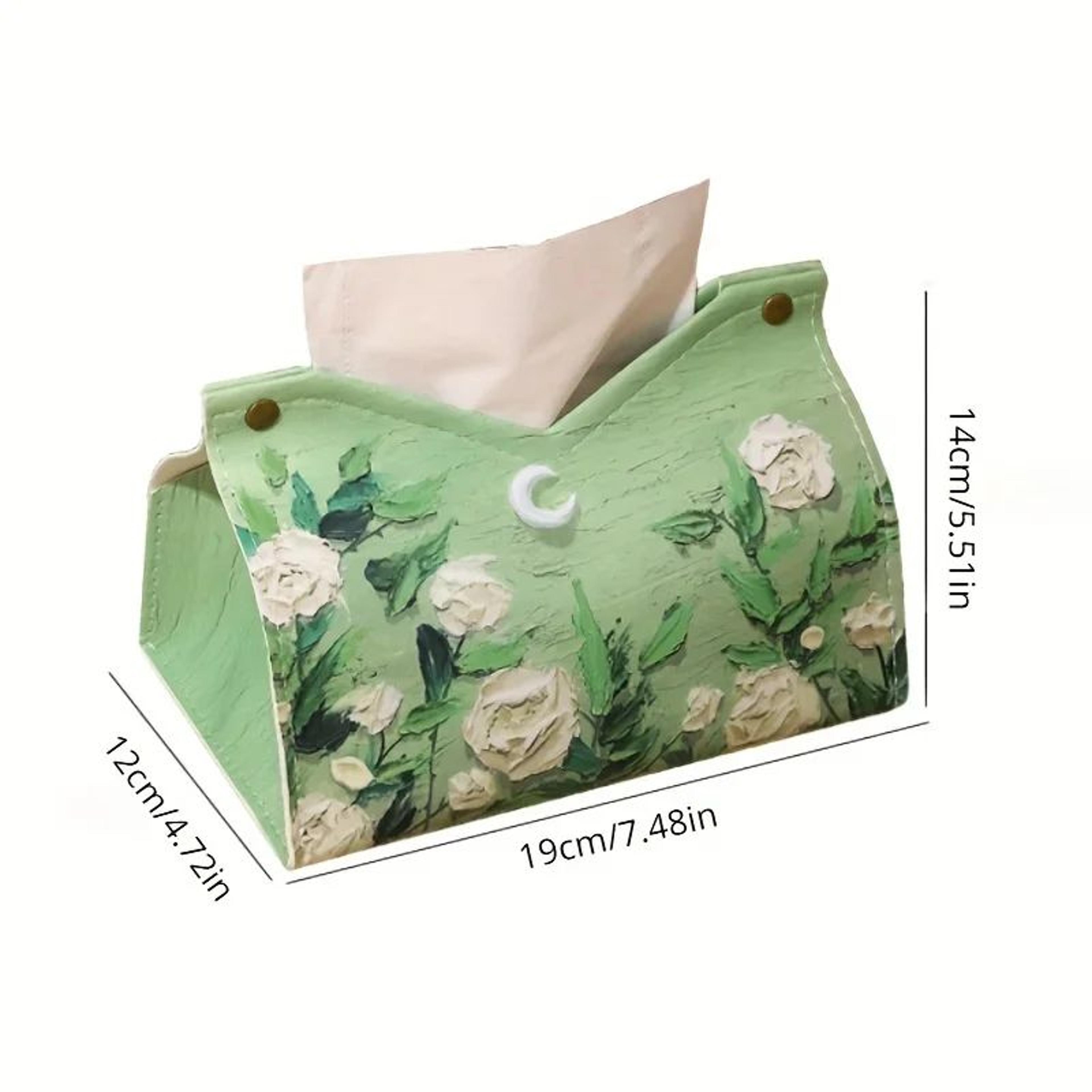 Moonlight Rose 3D Oil Painting Tissue Box Cover  Faux Leather Luxury Tissue Box Holder For Home  Ca 4