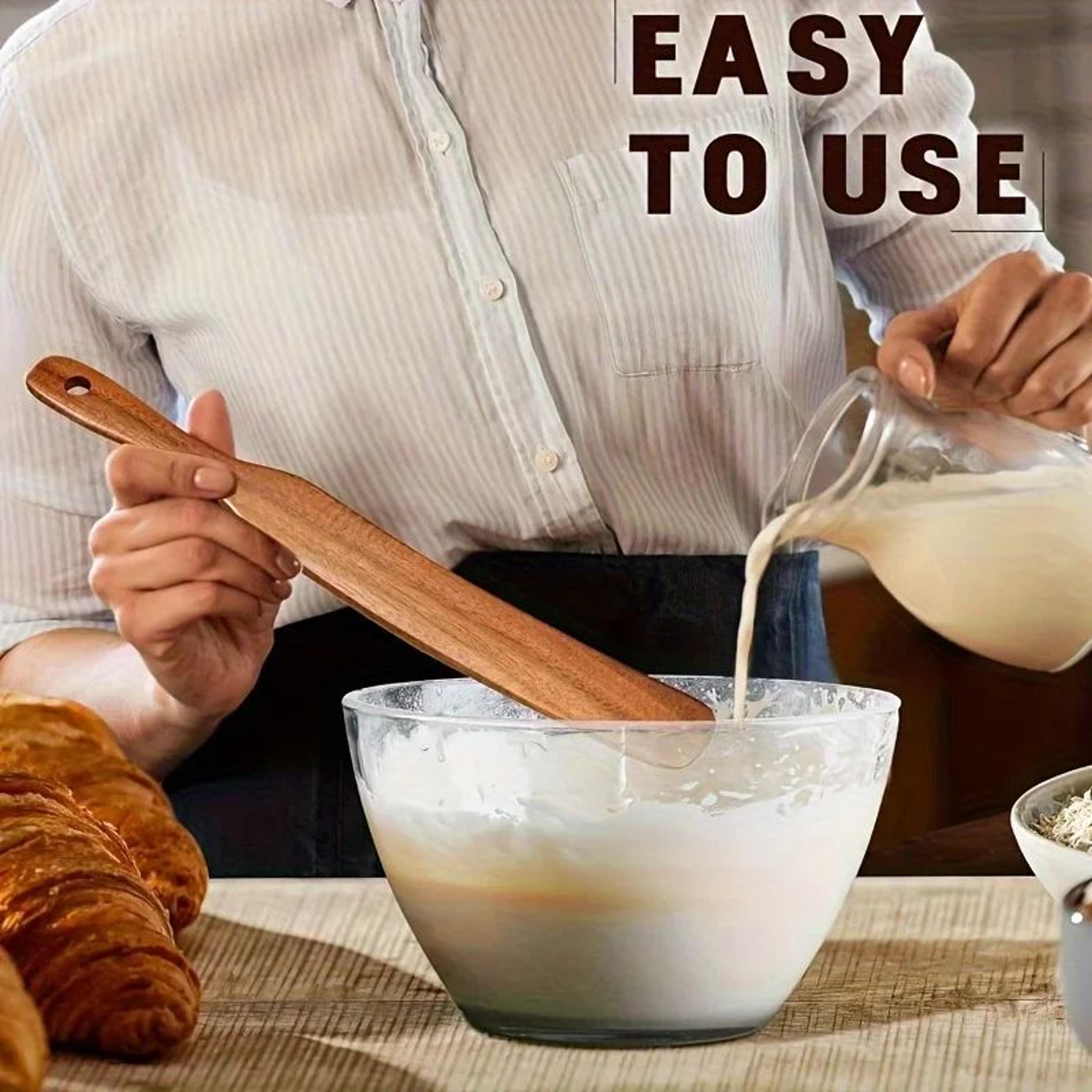 Teak Wood Spatula For Nonstick Pans  Smooth Wooden Cooking Spatula For Stirring Flipping  Serving 3