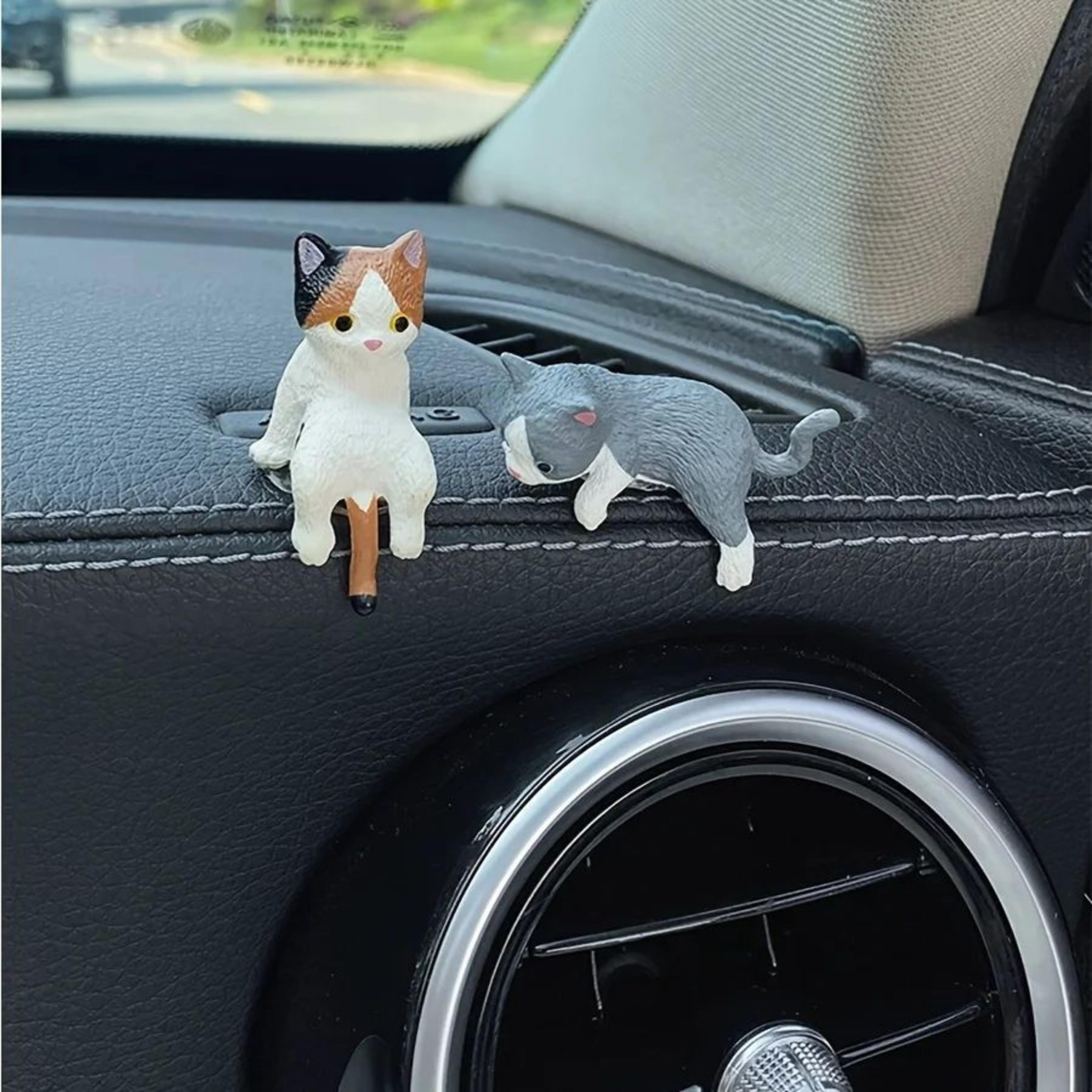 Sleepy Cat Car Ornament Set 4PCS  Cute Cat Car Ornament For Car Dashboard Decor  Rearview Mirror De 5