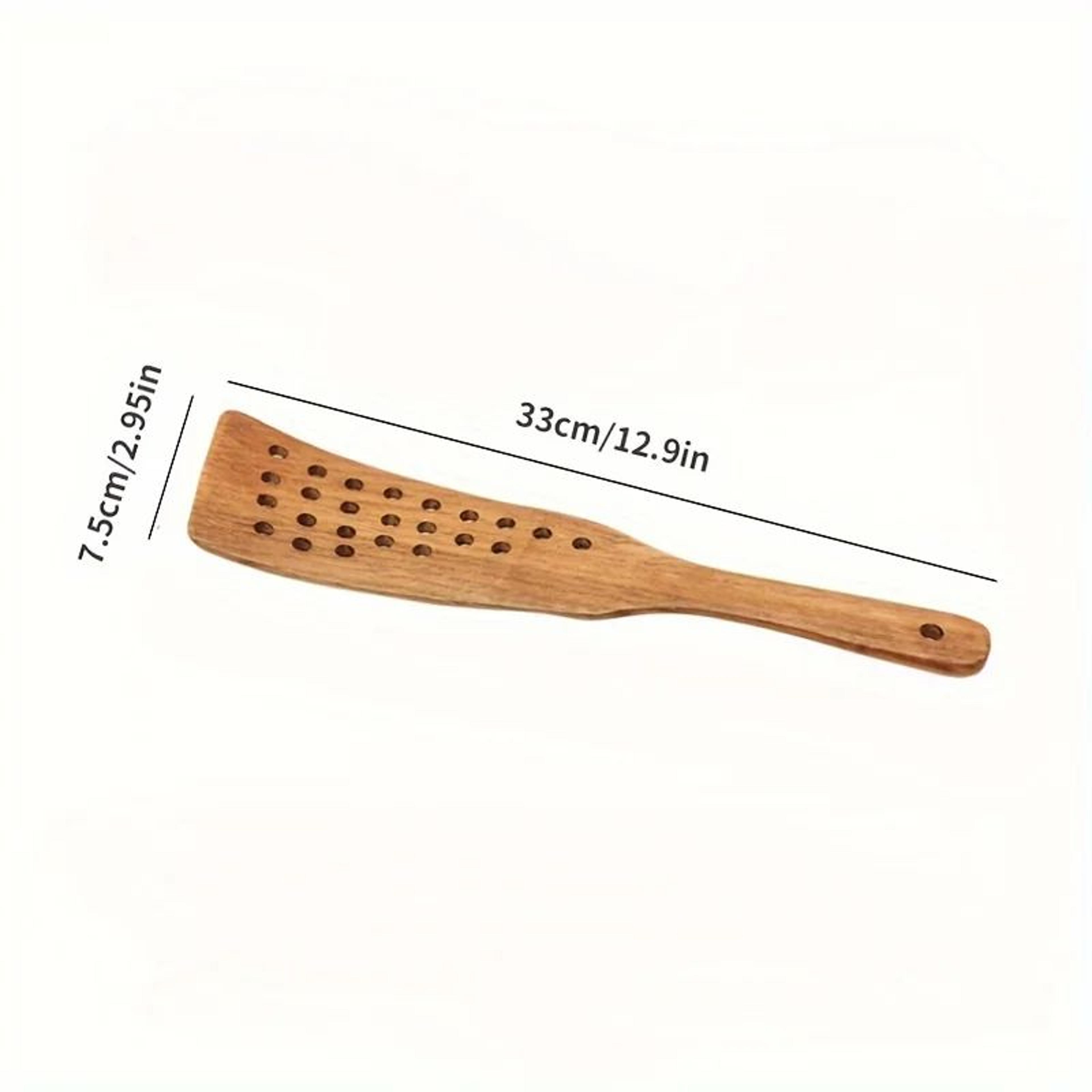 24Hole Wooden Slotted Spatula For Nonstick Pans  HeatSafe Wok  Frying Turner 1