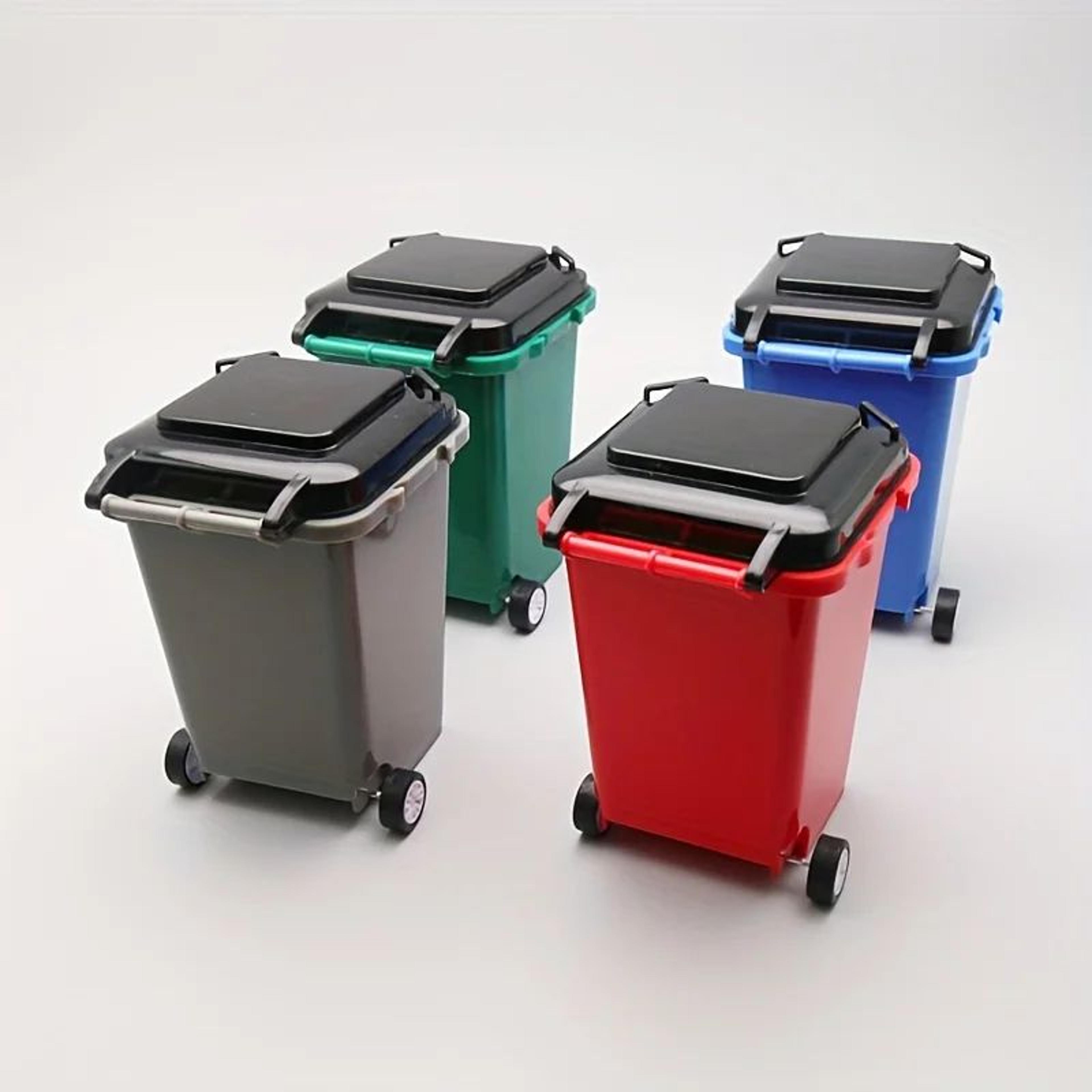 portable mini desk trash bin with pen holder – compact office desk organizer desktop storage cup