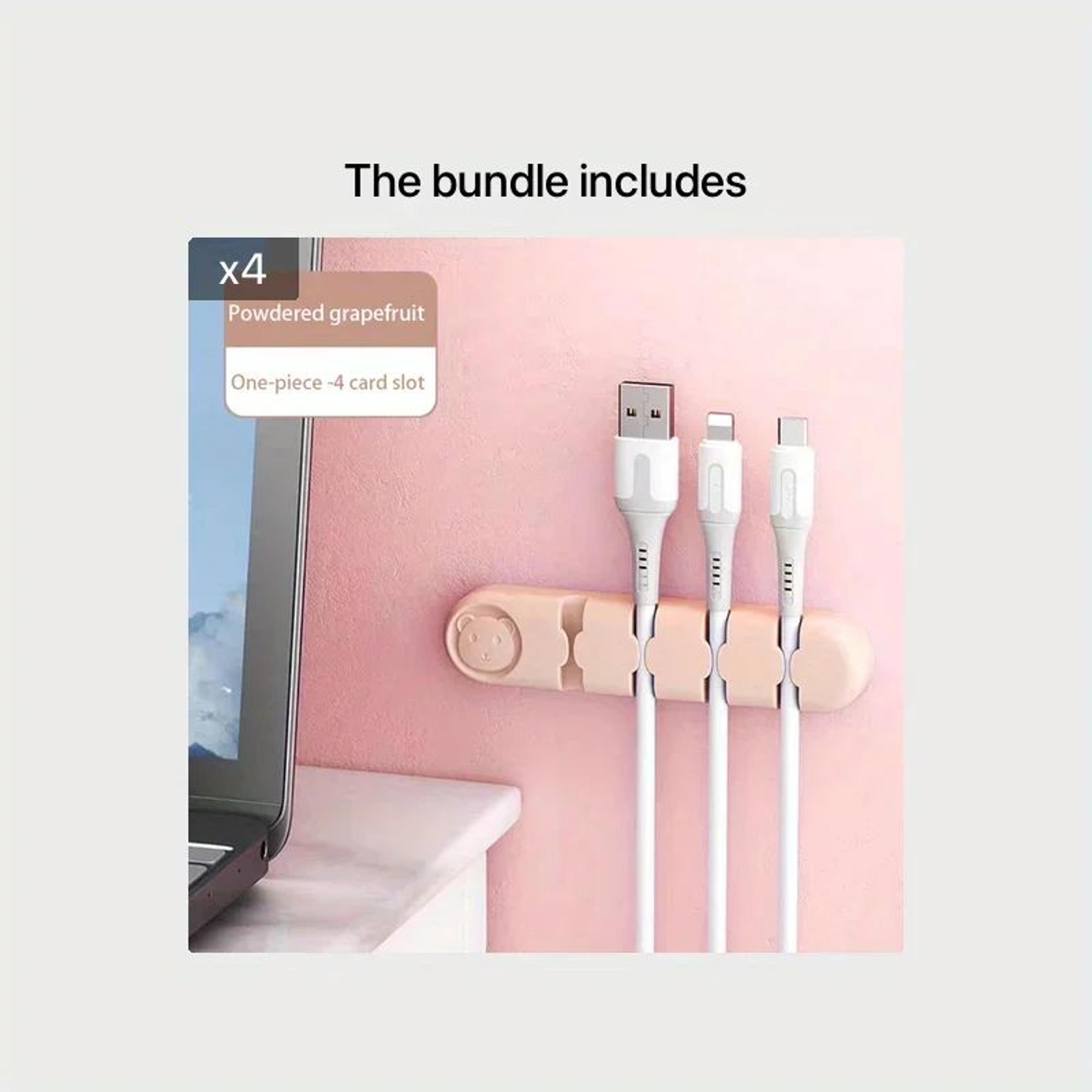 Soft Silicone Desktop Cable Organizer  4Hole Cable Holder For Desk Cable Management 5