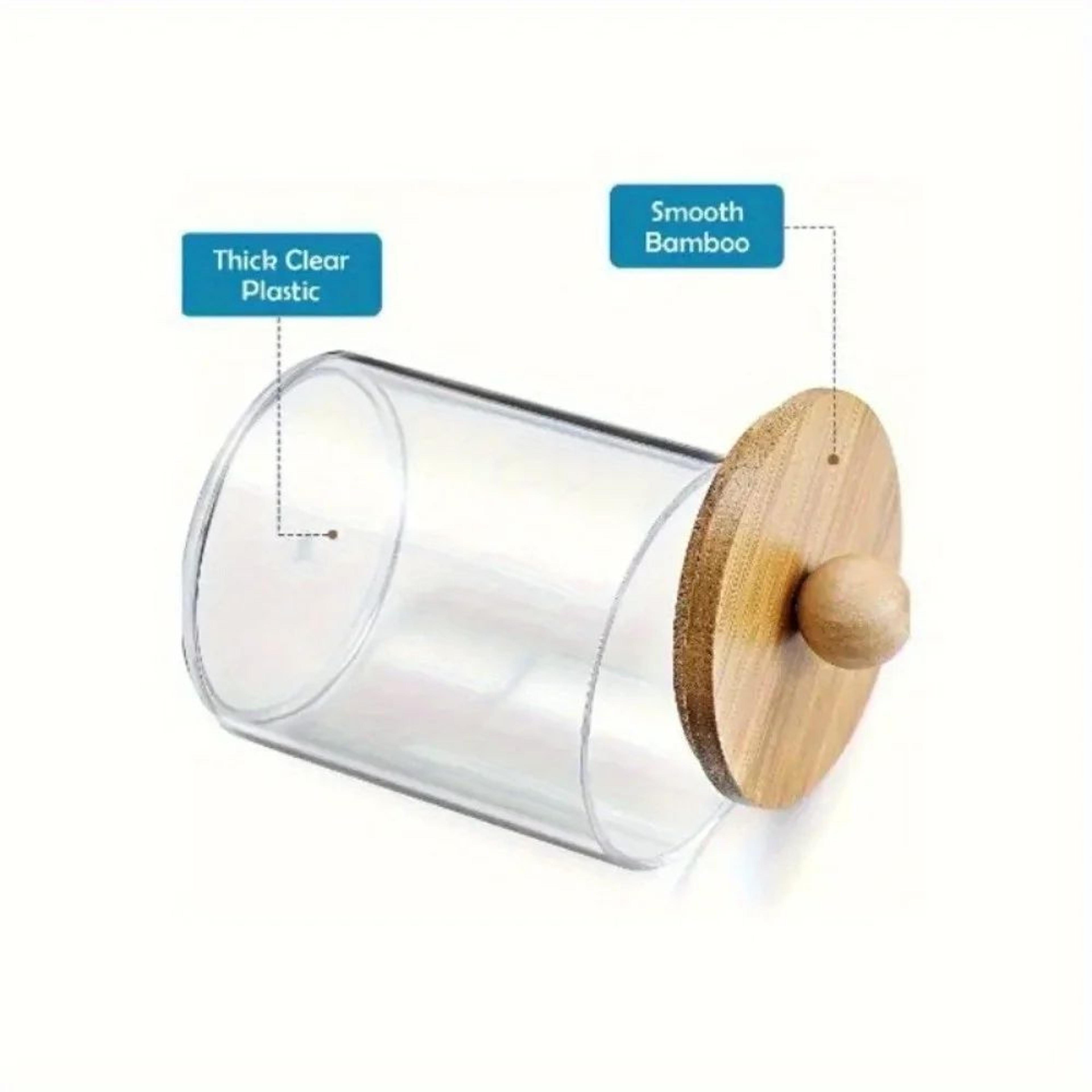 Transparent Acrylic Cotton Swab Holder  Cotton Pad Organizer With Lid 4