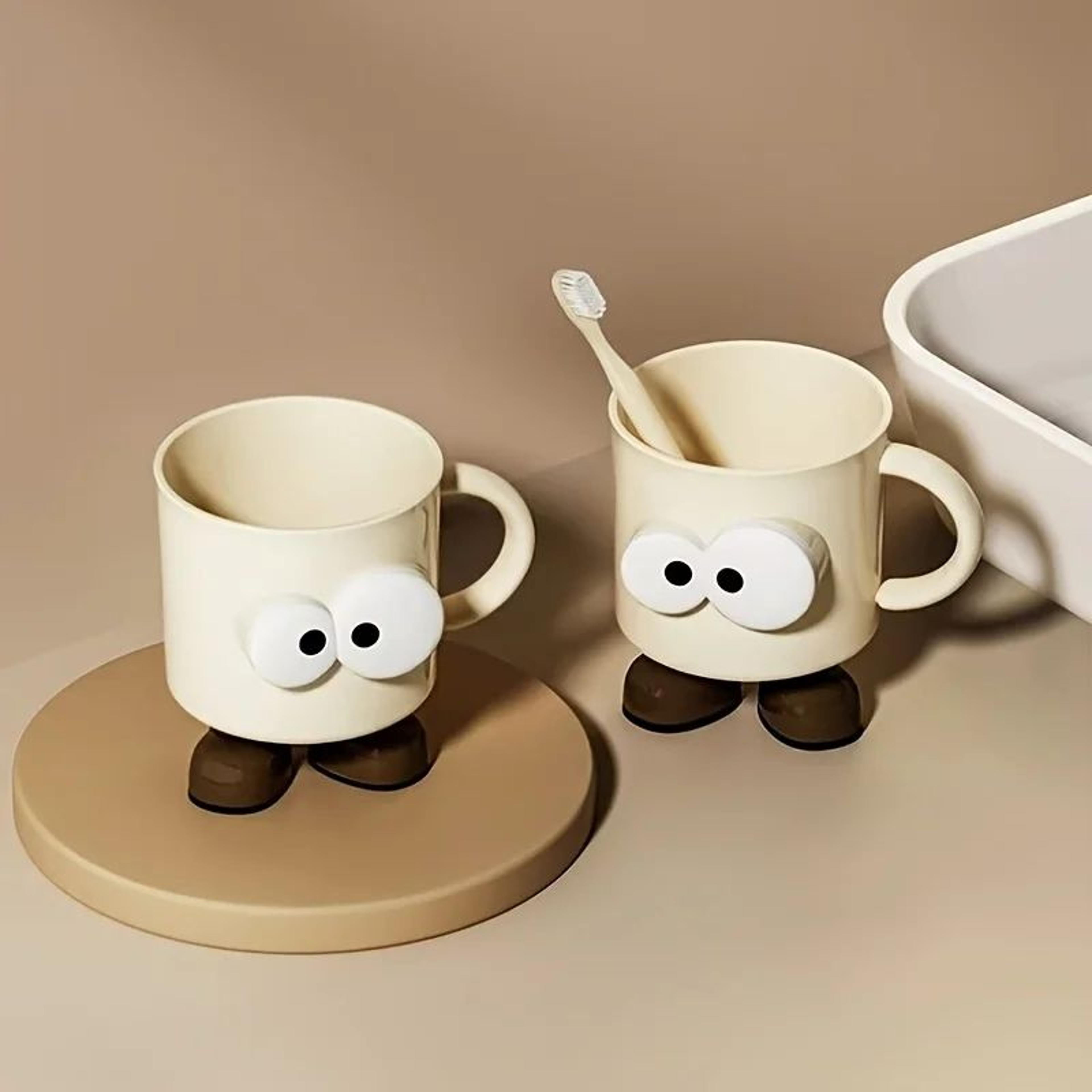 Cute Cartoon Couple Toothbrush Cup  NonSlip Bathroom Mouthwash Tumbler 4
