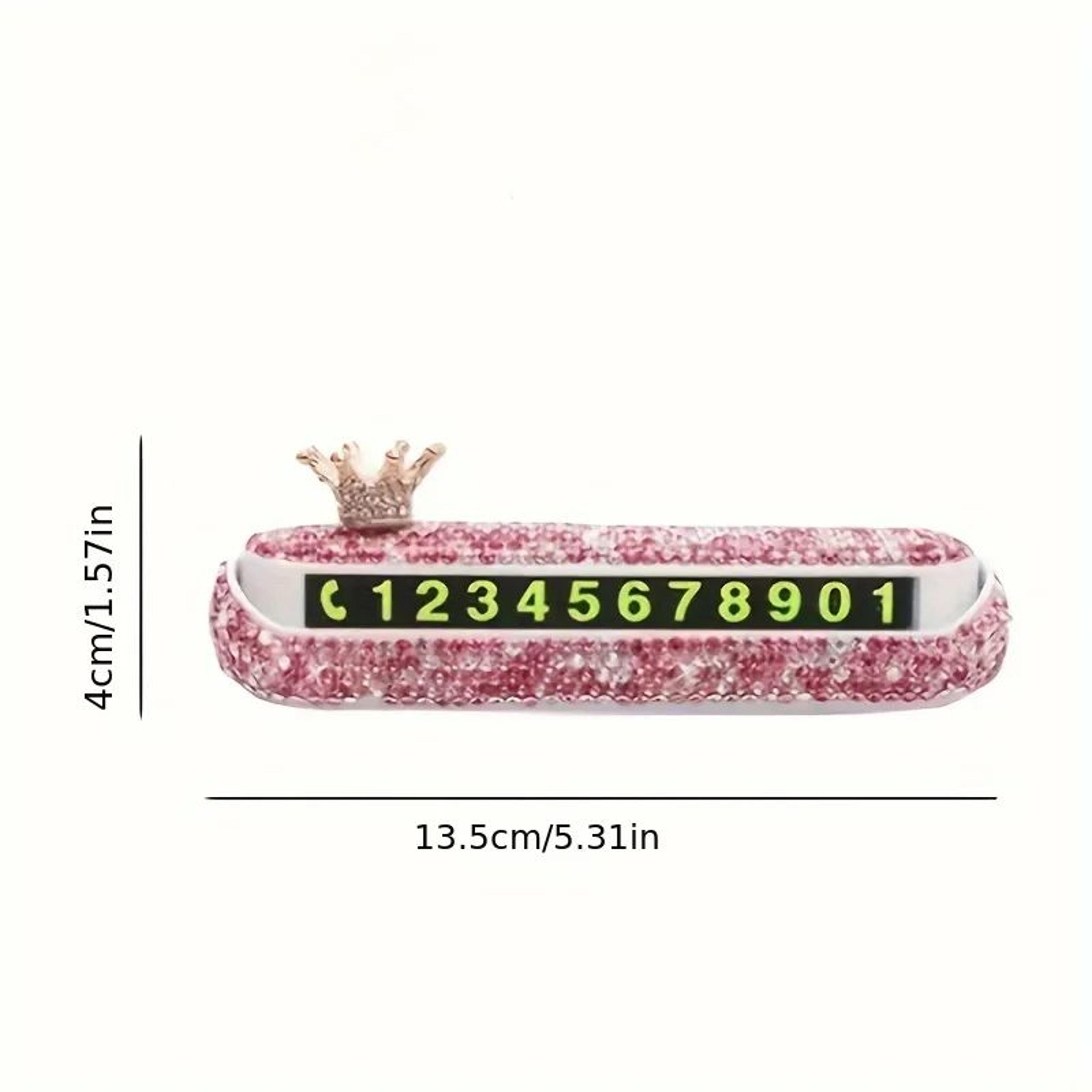 DiamondStudded Temporary Parking Number Plate  Luxury Dashboard Car Phone Number Sign 1