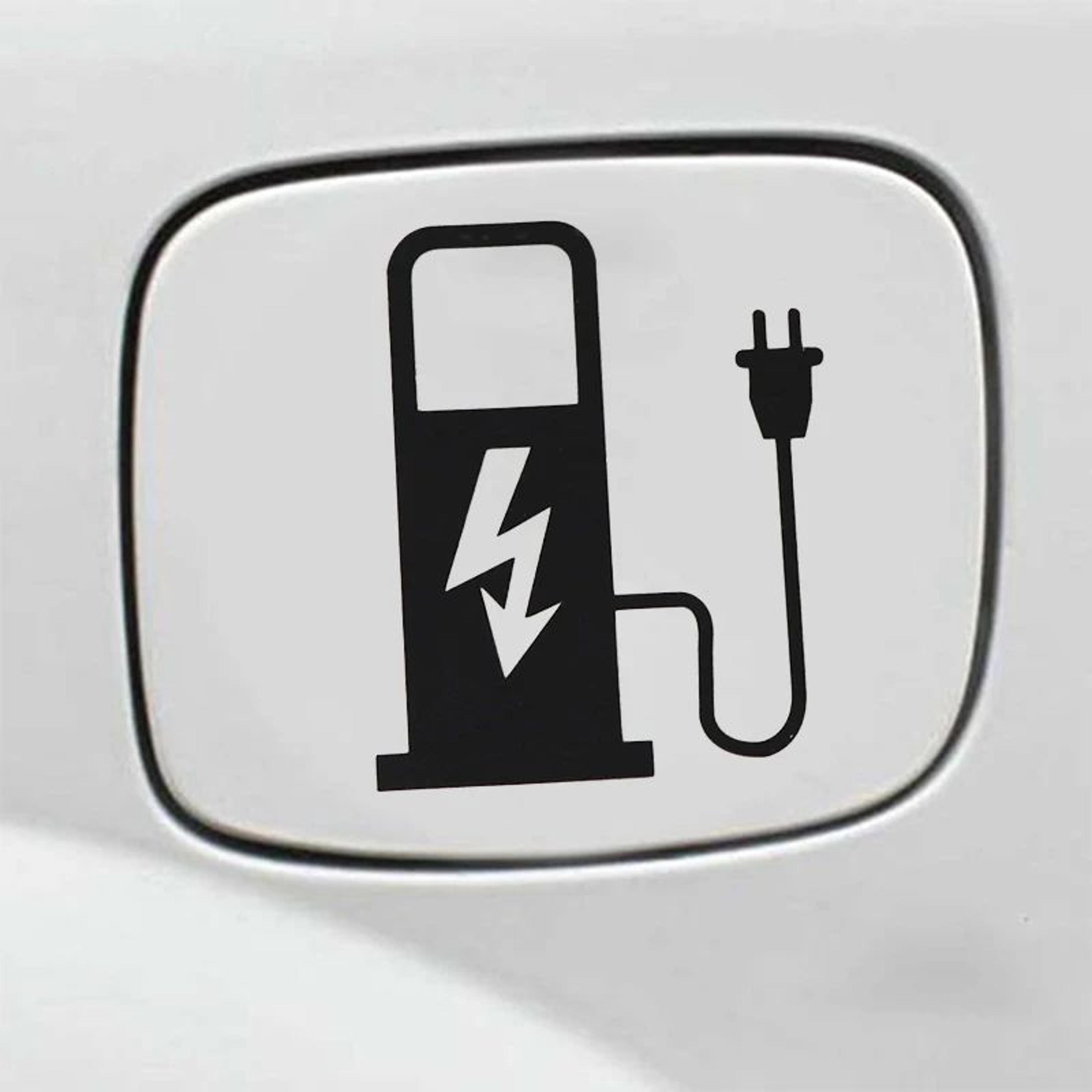 ev battery charger funny electric vehicle sticker – reflective ev decal for car, truck & charging port (4.7 x 3.9 in)