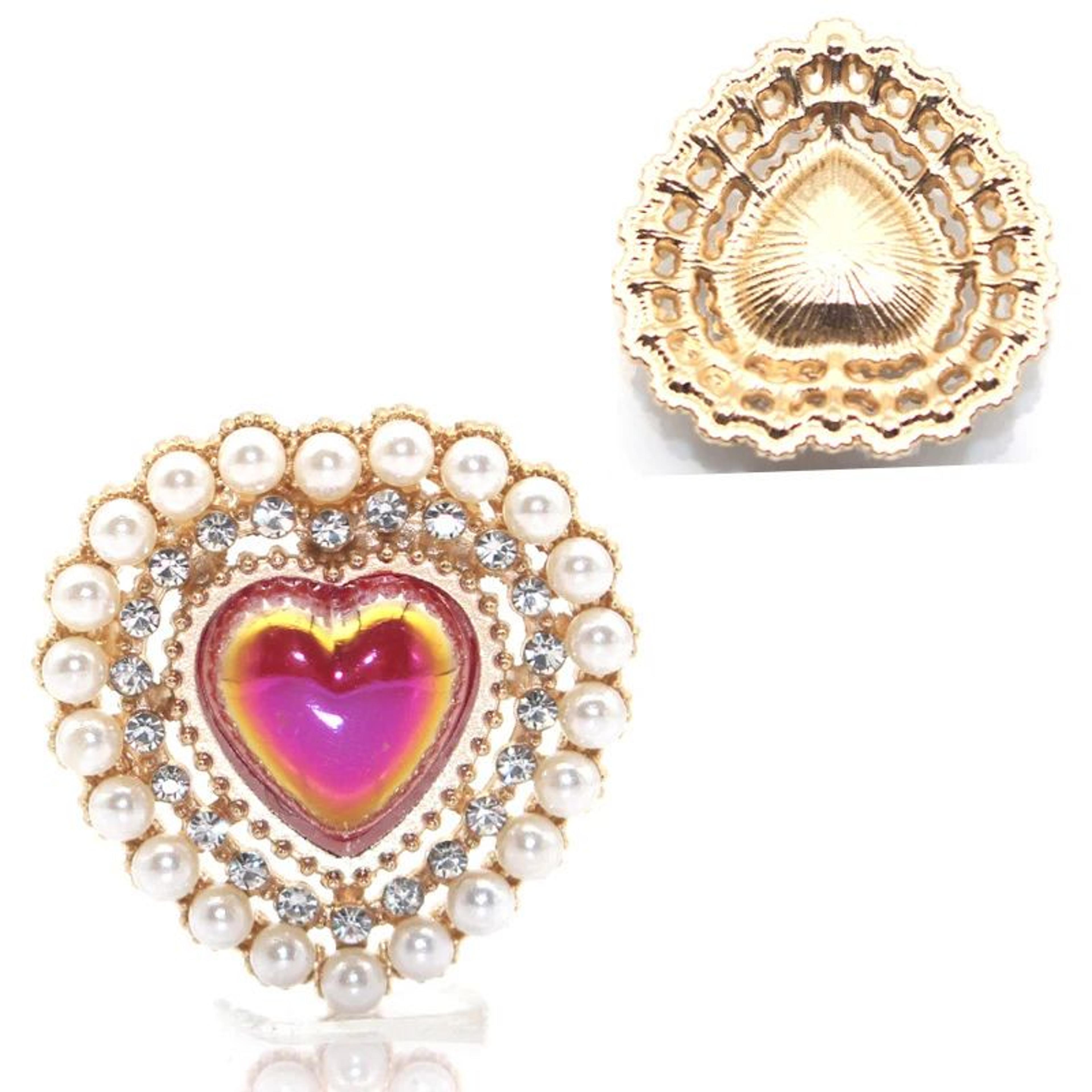 Peach Heart Pearl Rhinestone Charm  Alloy DIY Jewelry Embellishment For Hair Clips Clothing  Weddin 4