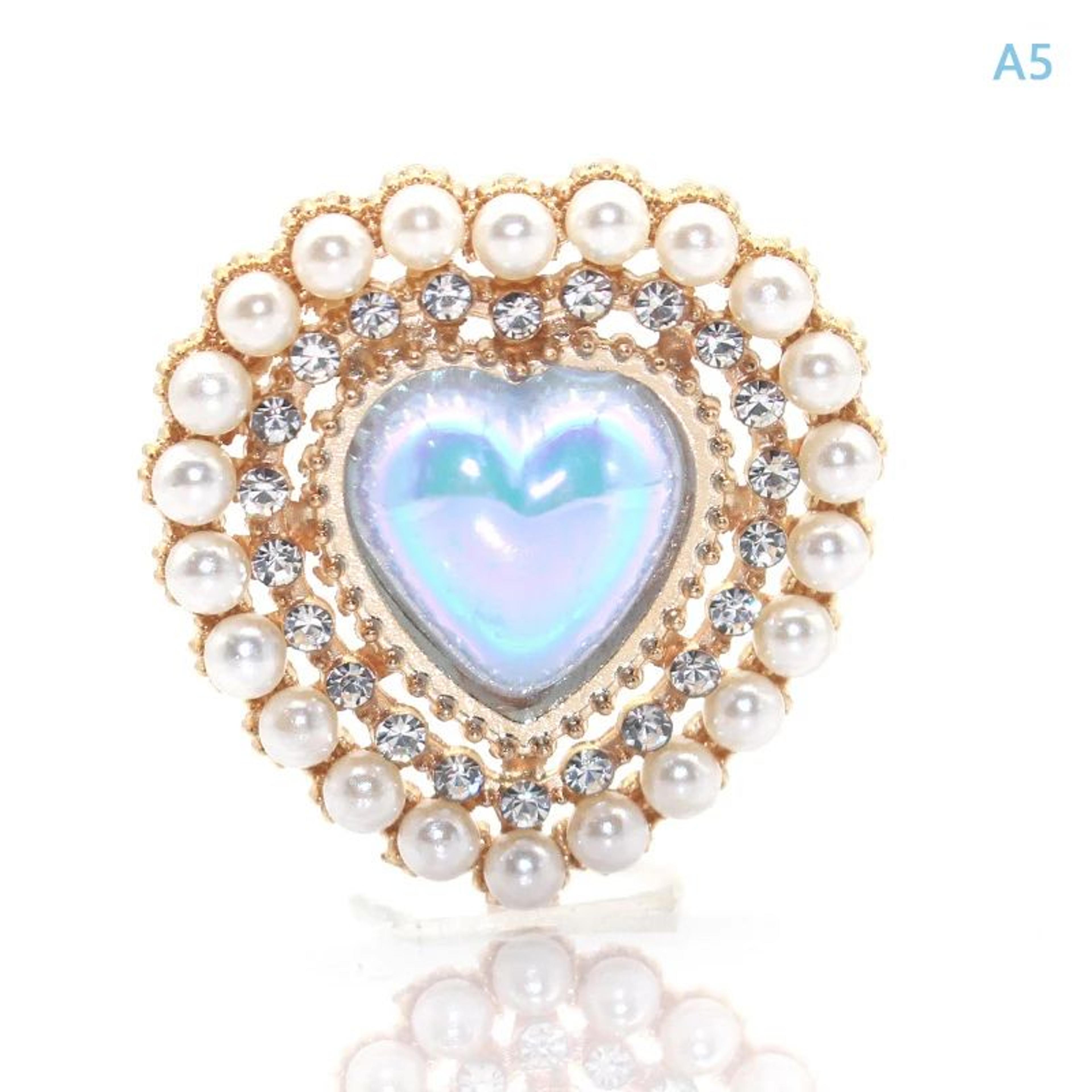 Peach Heart Pearl Rhinestone Charm  Alloy DIY Jewelry Embellishment For Hair Clips Clothing  Weddin 8