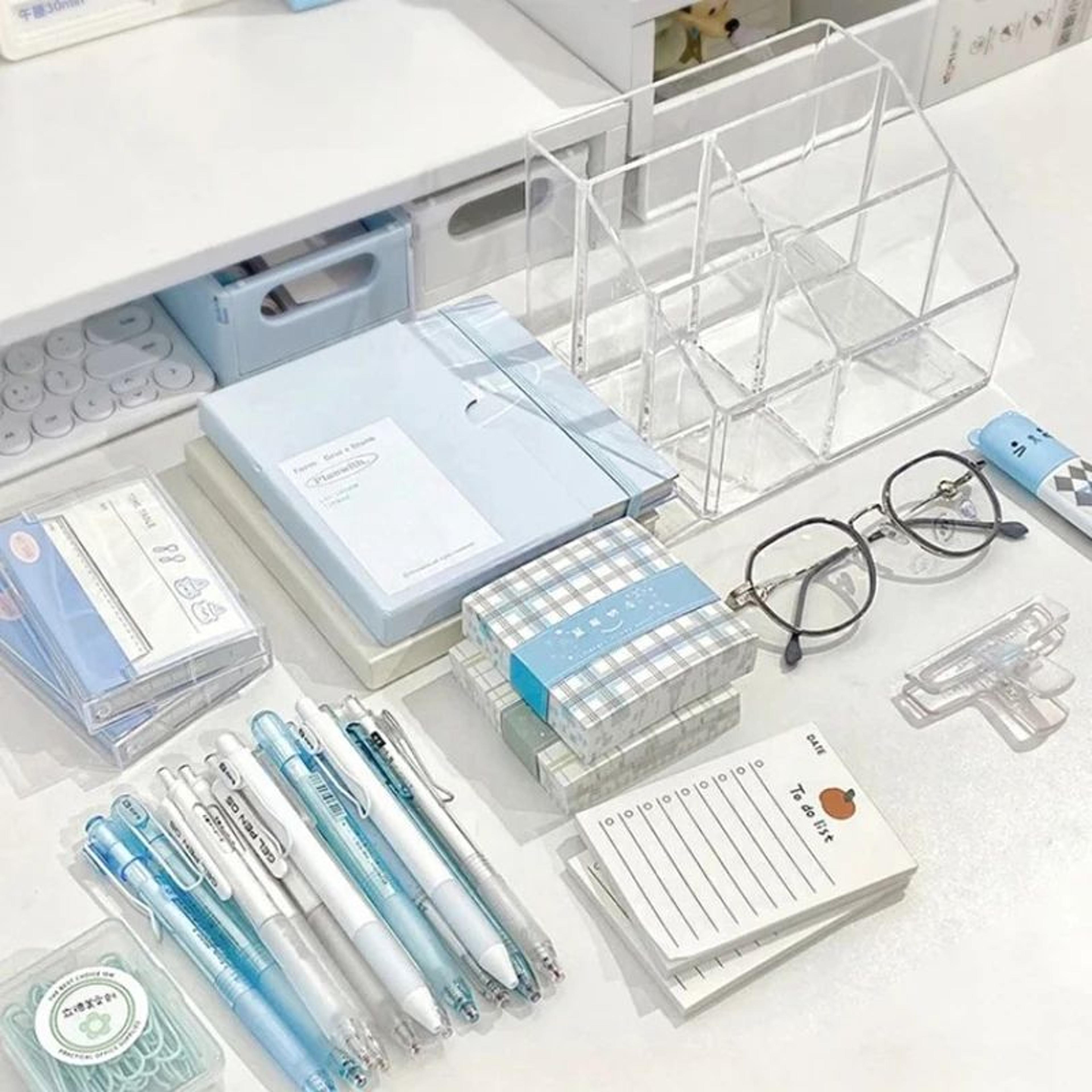 Clear Acrylic Desk Organizer Box With Divided Compartments  LargeCapacity Desktop Storage 5