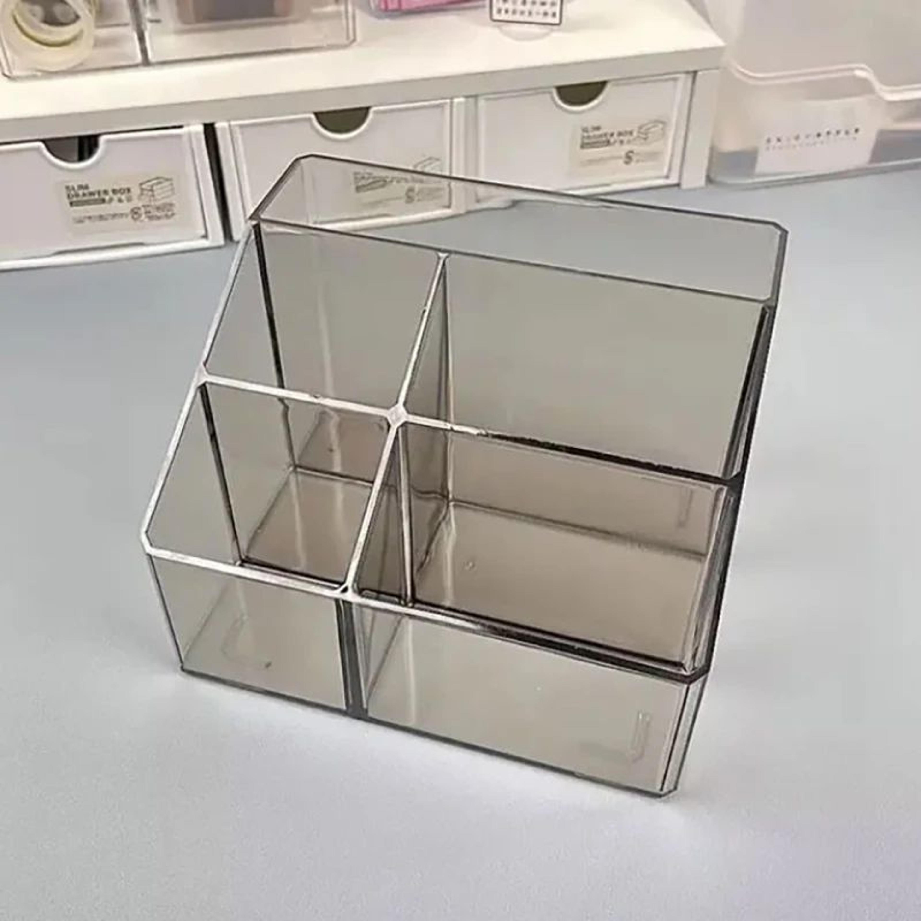 Clear Acrylic Desk Organizer Box With Divided Compartments  LargeCapacity Desktop Storage 7