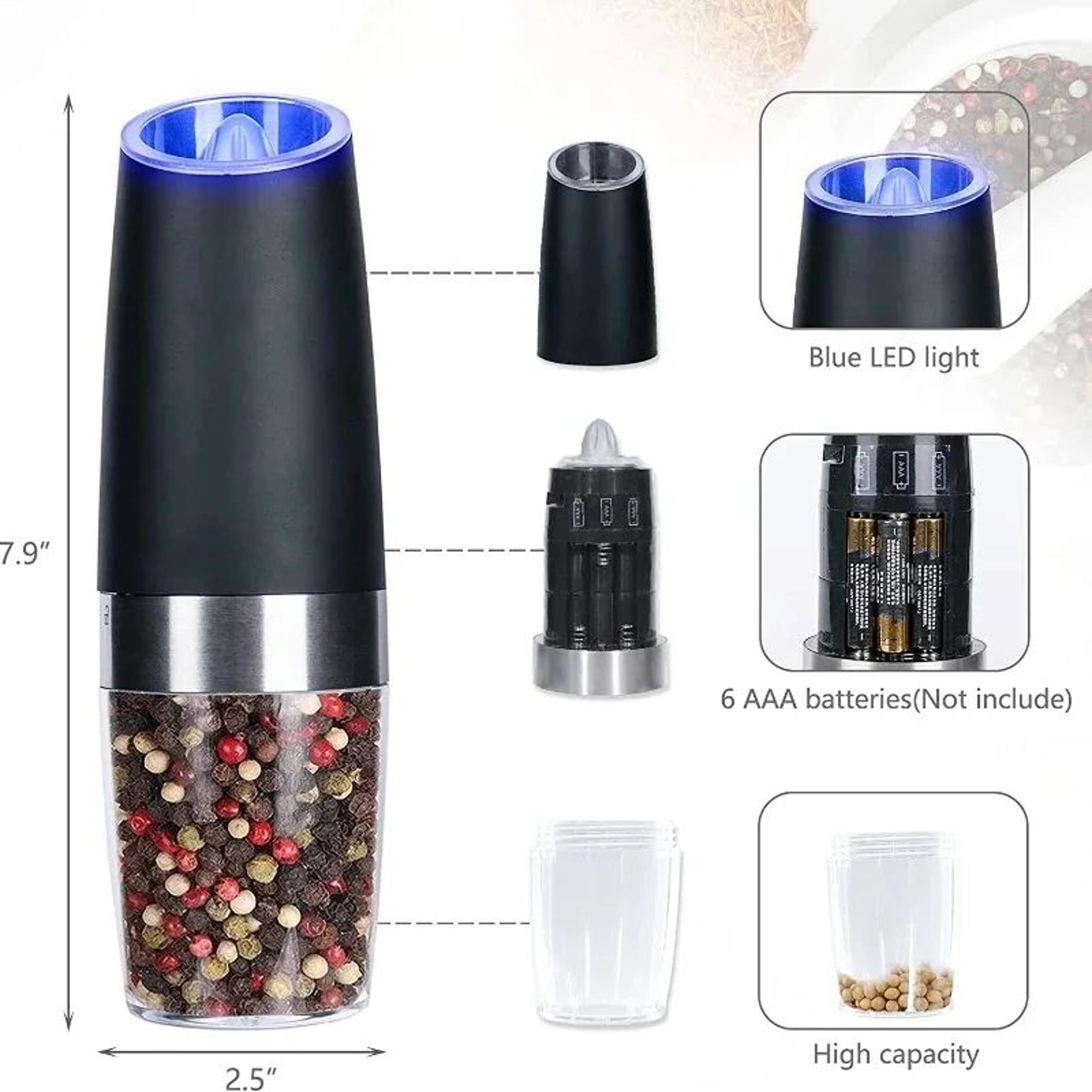 GravitySense Electric Salt  Pepper Grinder With LED Light And Adjustable Coarseness 3