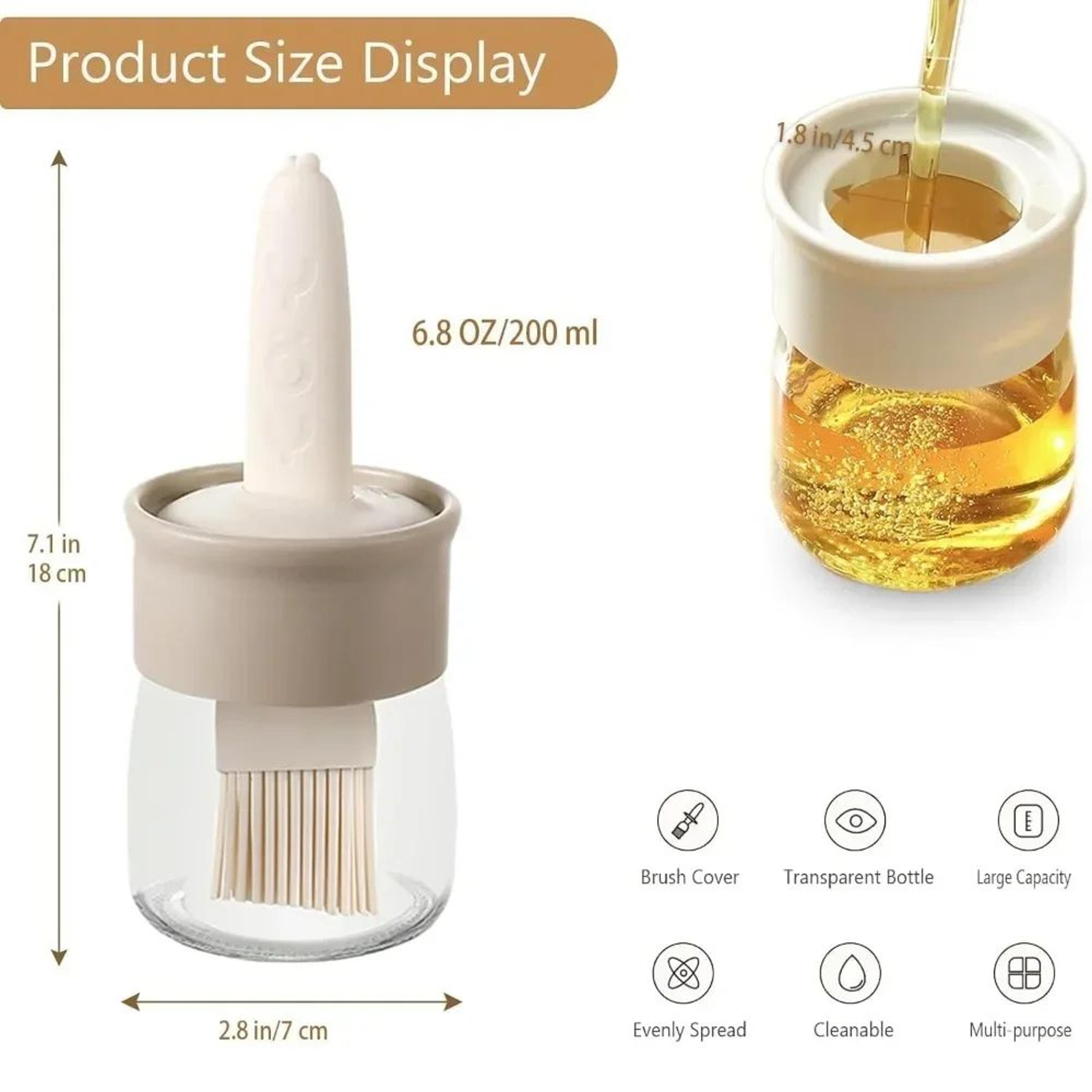 Glass Oil Dispenser With Silicone Basting Brush2in1 LeakResistant Oil Dispenser With Brush For Cook 1