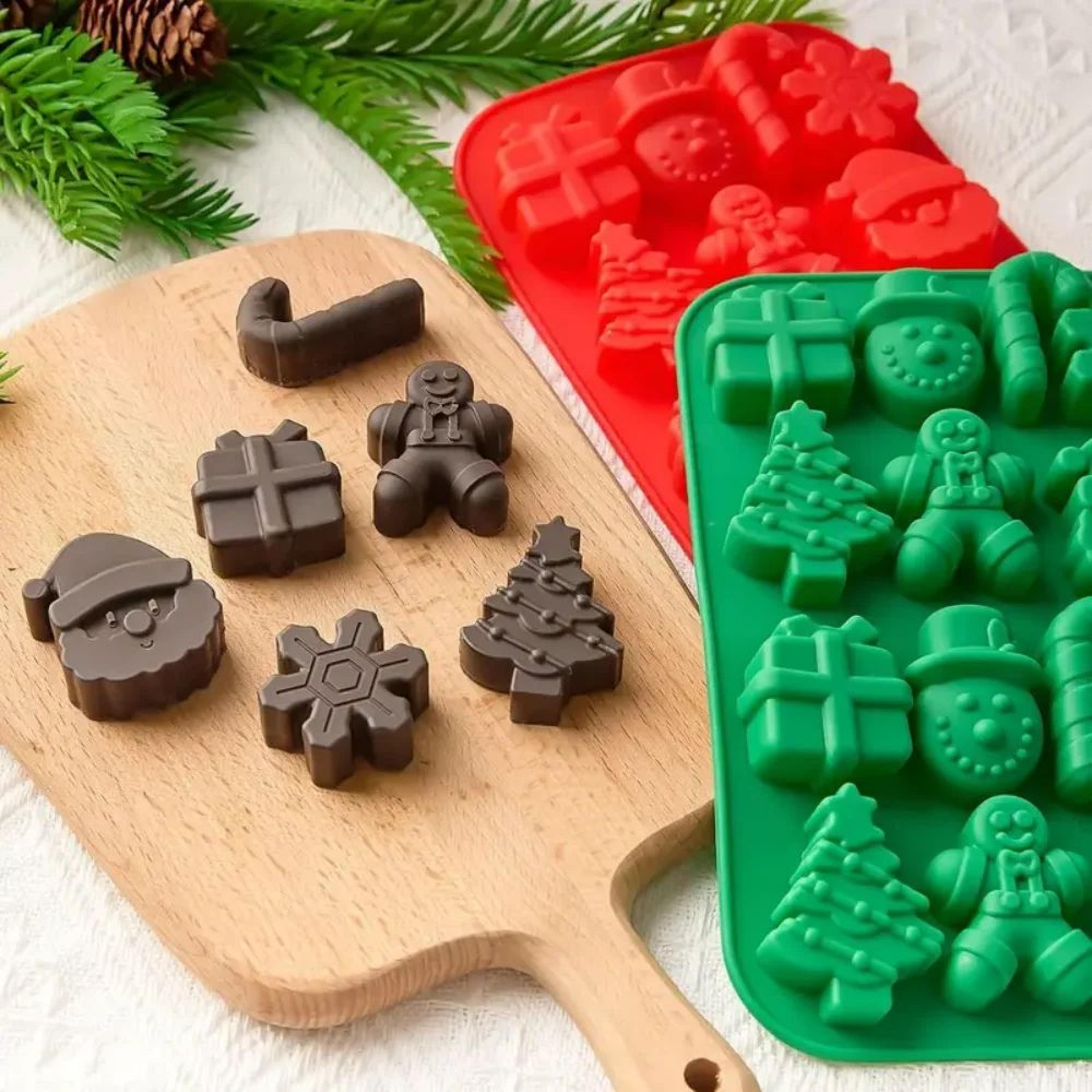 Christmas Silicone Chocolate Mold Set  3D Christmas Candy Mold For Snowflakes Candy Canes Snowmen   0