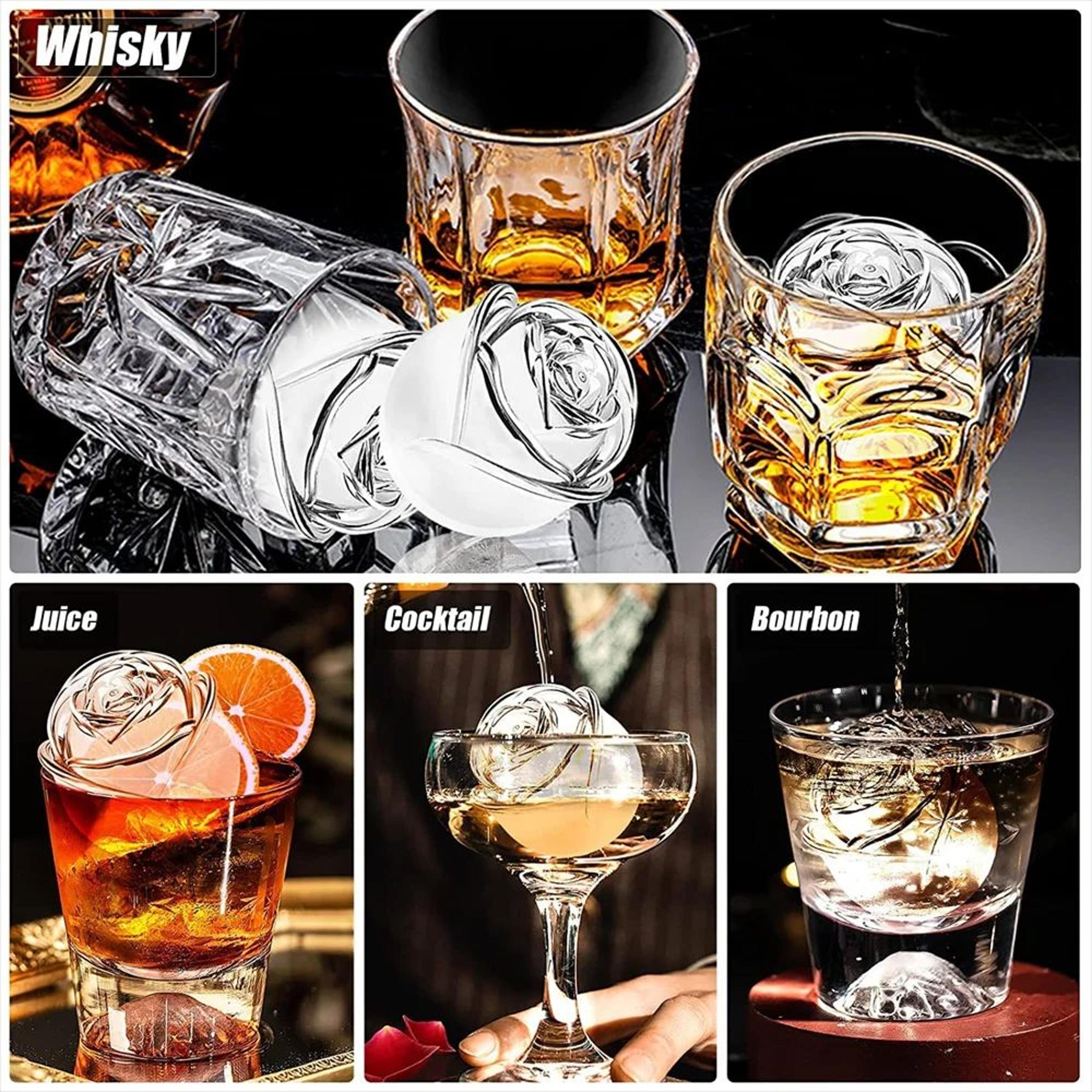 3D Rose Ice Cube Tray  4Cavity Silicone Ice Mold For Flower Shaped Ice Cubes Cocktails  Whiskey 5