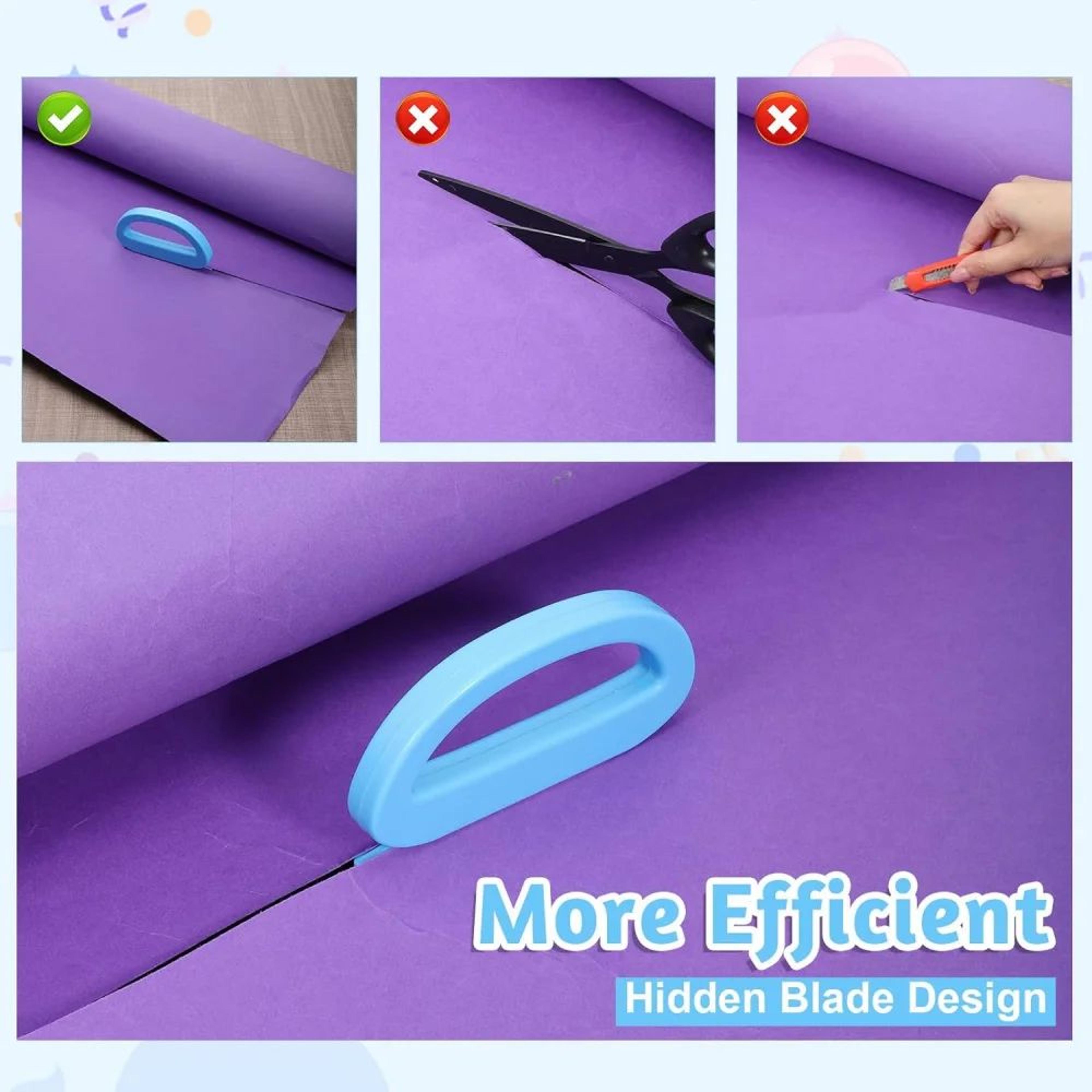 SafeSlide Portable Wrapping Paper Cutter  Concealed Blade Gift Wrap Cutter For Fast Straight Cuts 4