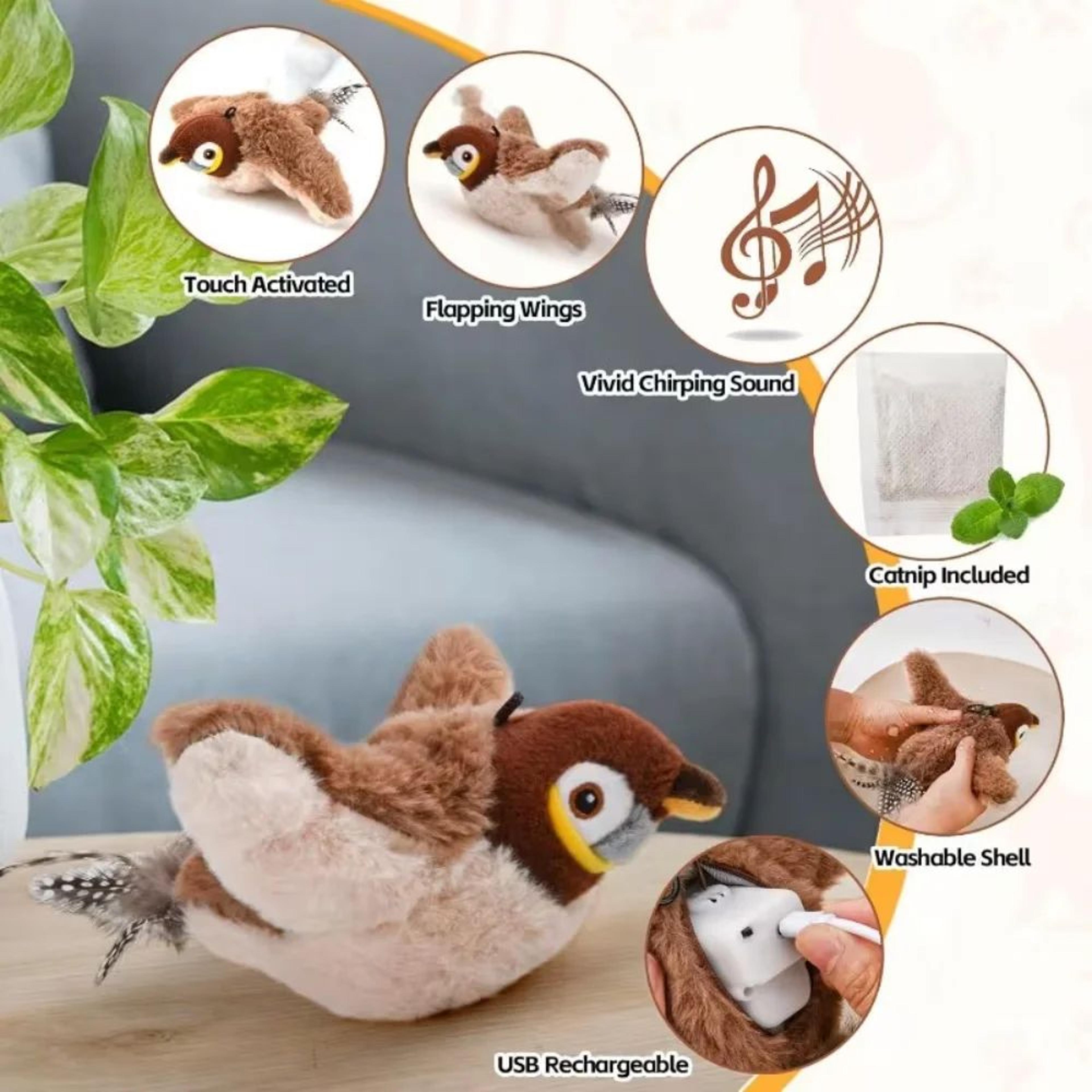 Rechargeable Flapping Sparrow Interactive Cat Toy With Touch Activation 0