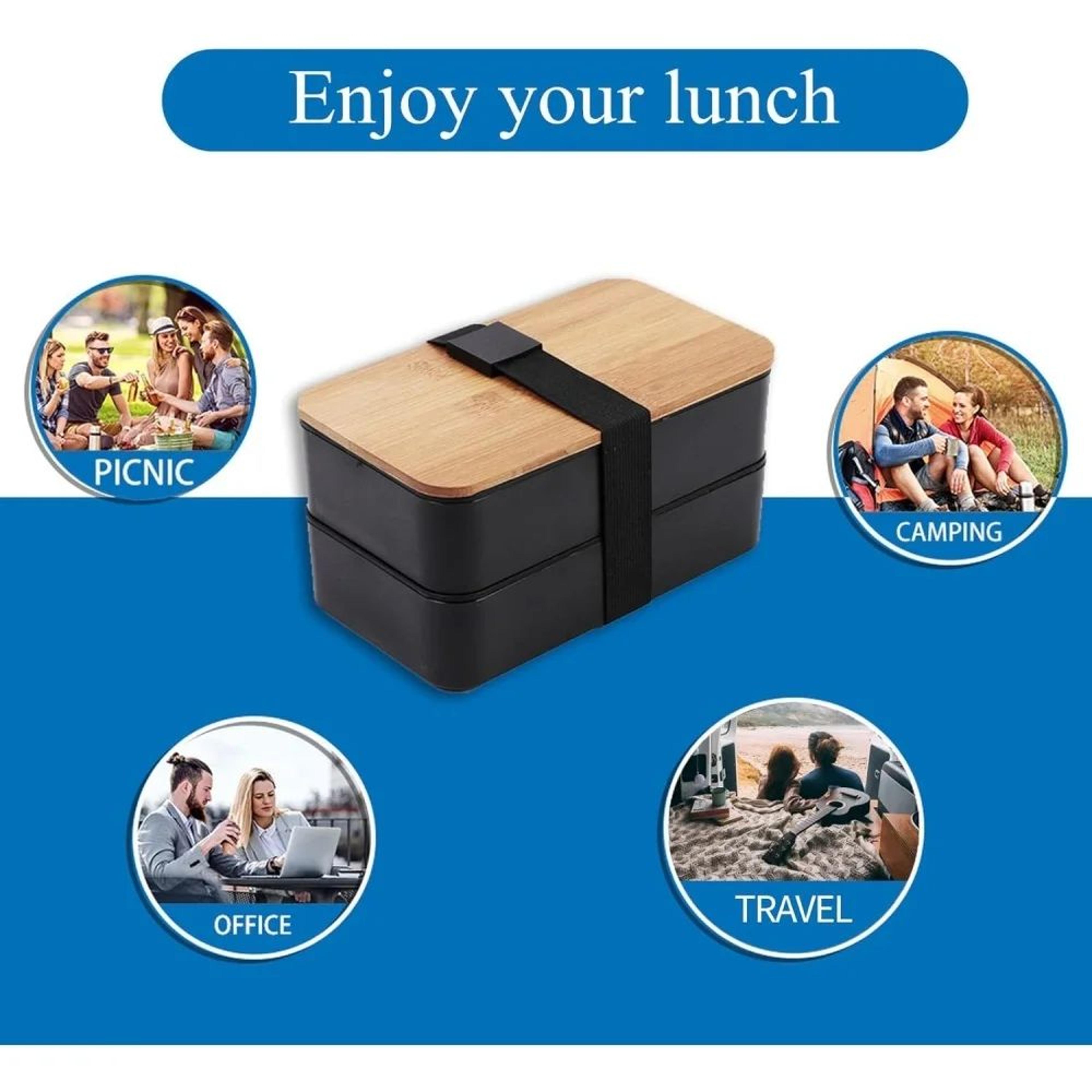 Adult Bento Lunch Box 2Tier Meal Prep Container With Cutlery  Microwave Safe DishwasherFriendly 120 4