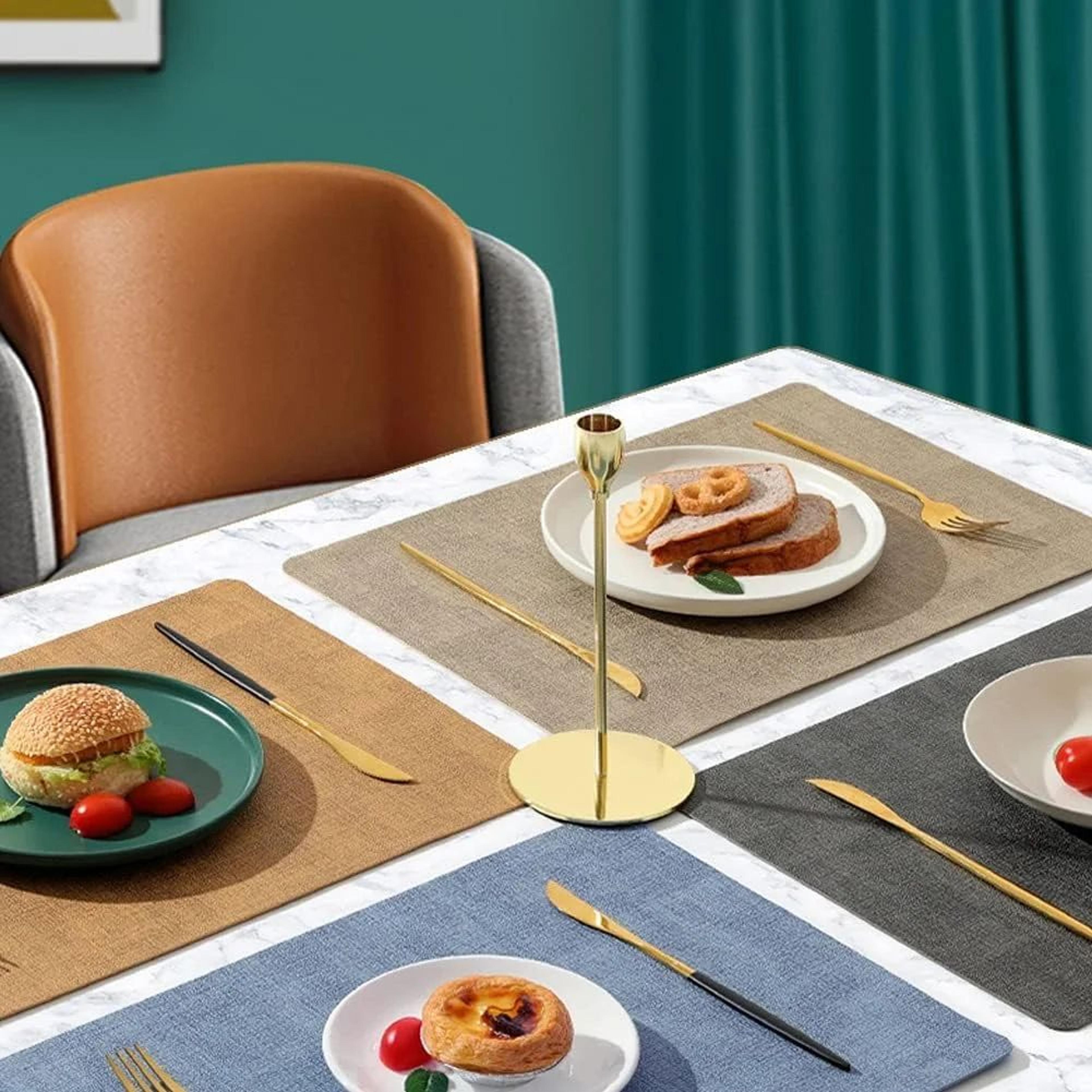 PU Leather Placemat Set  Waterproof Washable Table Mats EasyClean Decorative Placemats For Home  Re 5