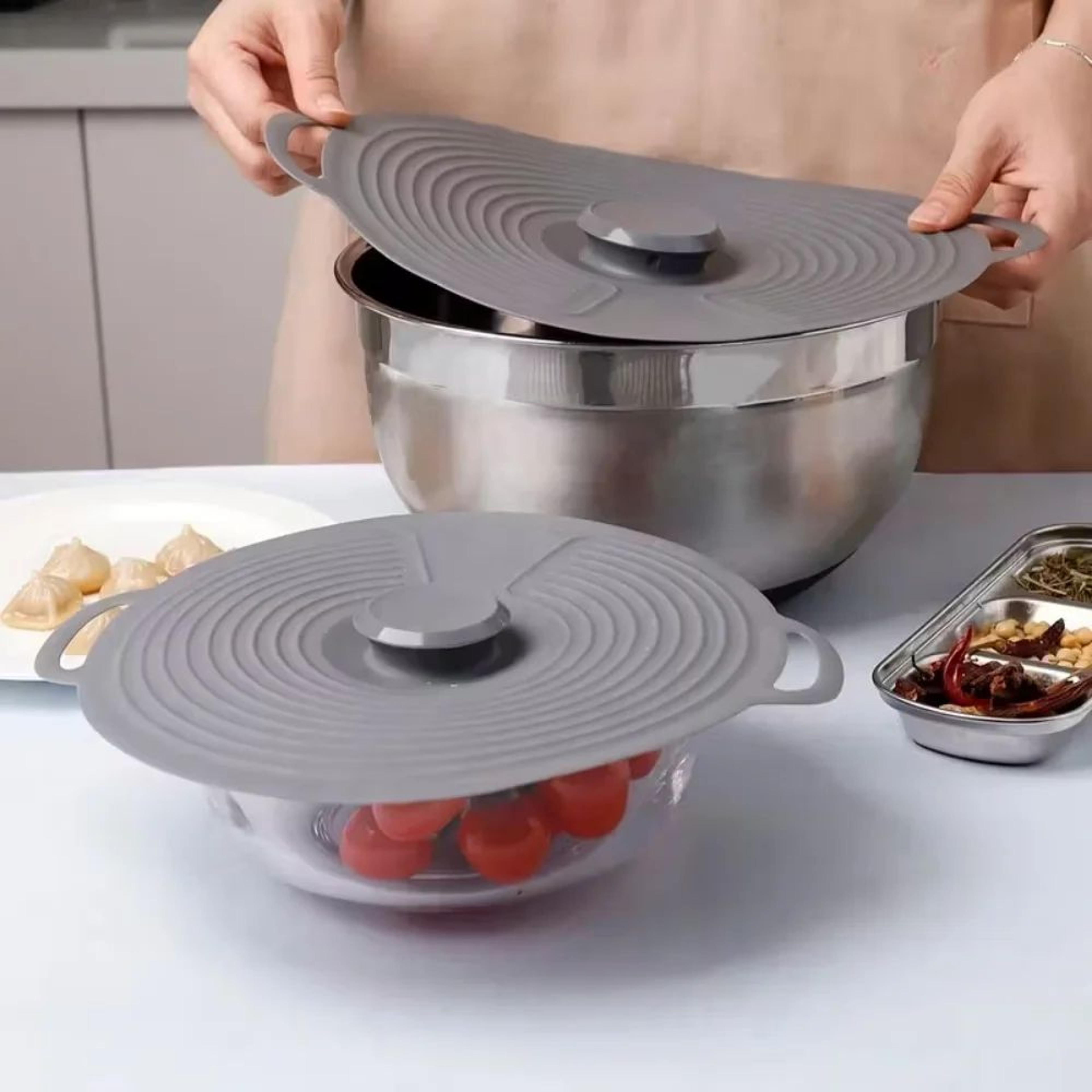 Reusable Silicone Bowl Lids  Microwave Splatter Cover Set HeatResistant Suction Covers For Pots Pan 4