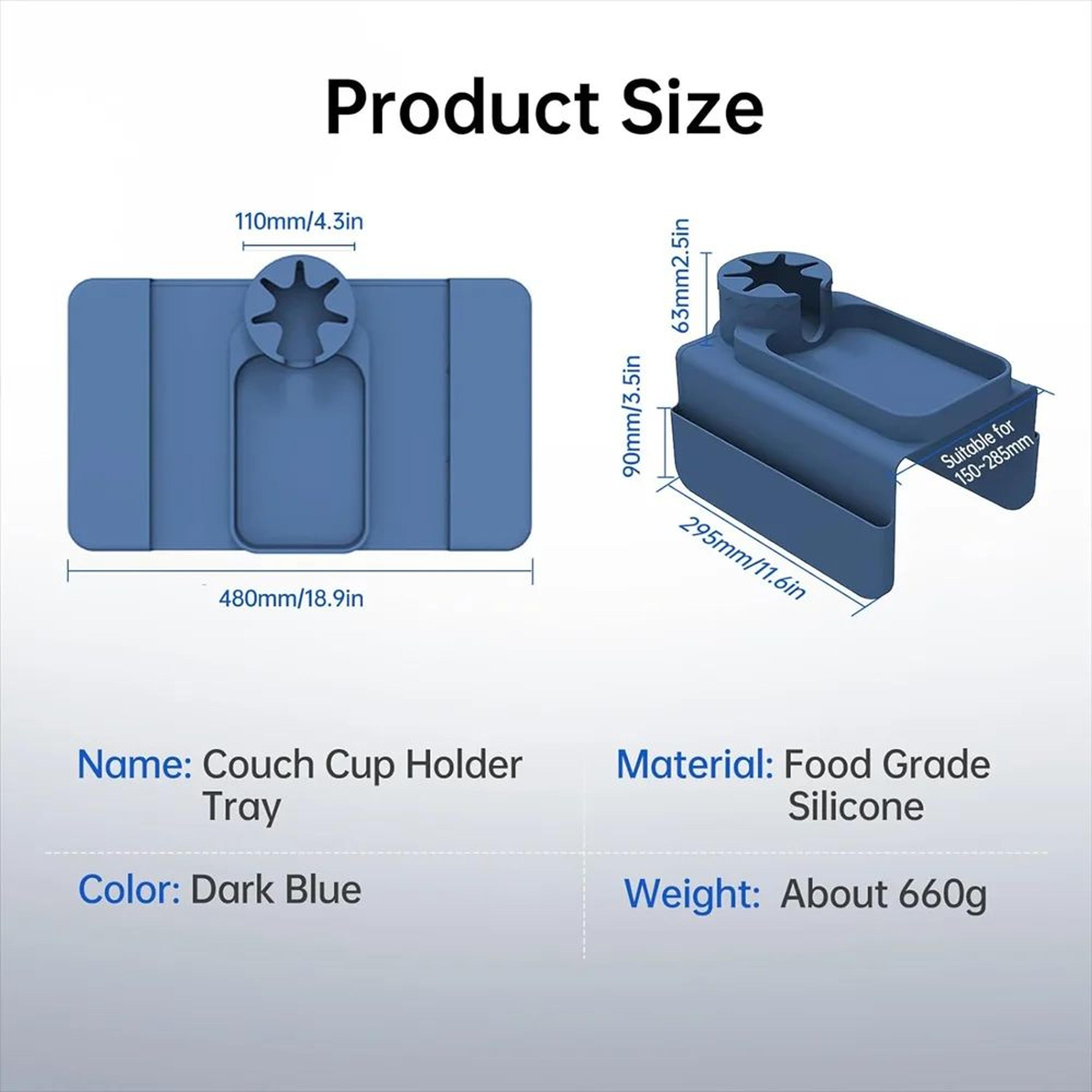 Silicone Couch Cup Holder Tray With Side Pockets AntiSlip Sofa Armrest Tray  Couch Arm Organizer 1