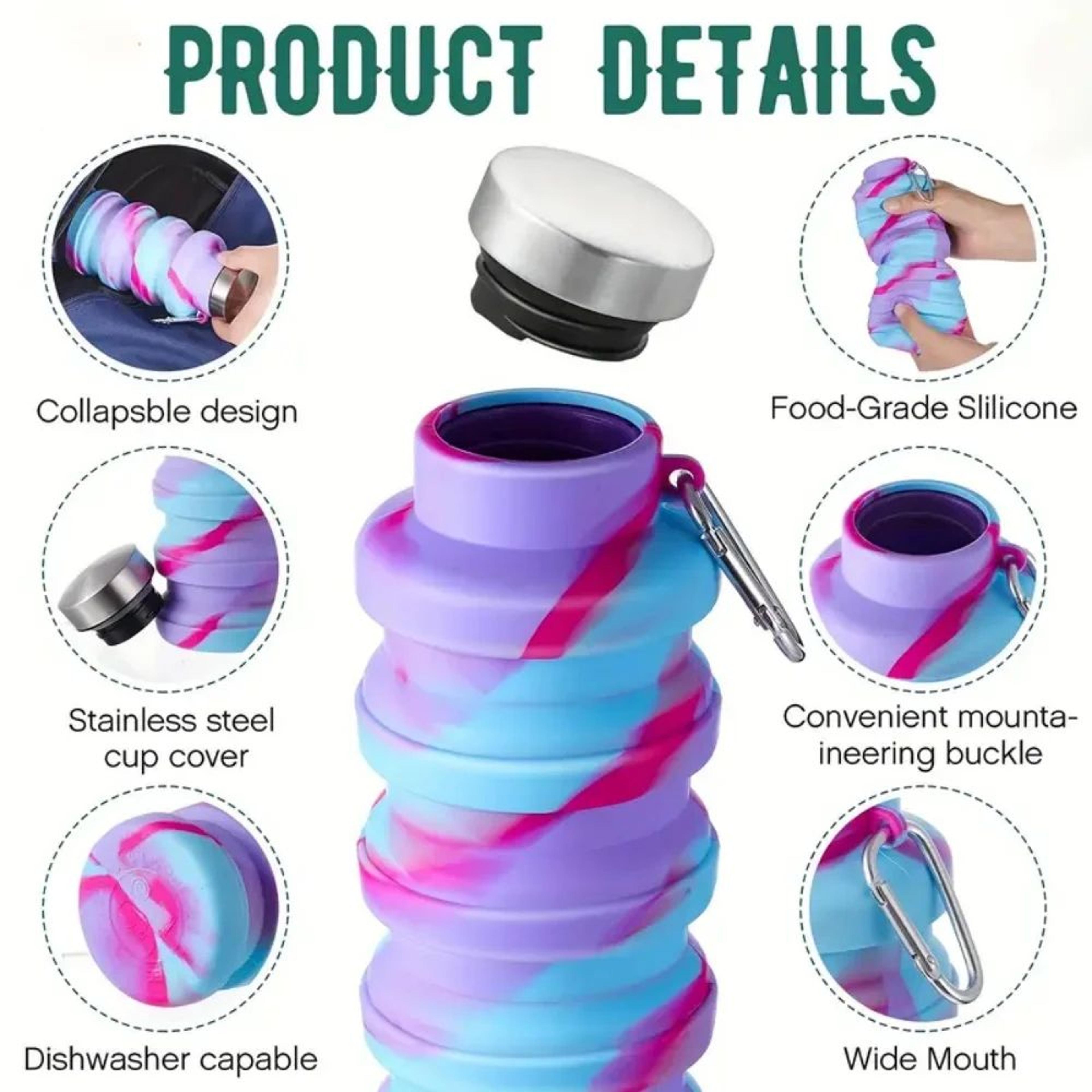 Collapsible Silicone Water Bottle  BPAFree Foldable Leakproof Travel Bottle For Hiking Gym  Everyda 2