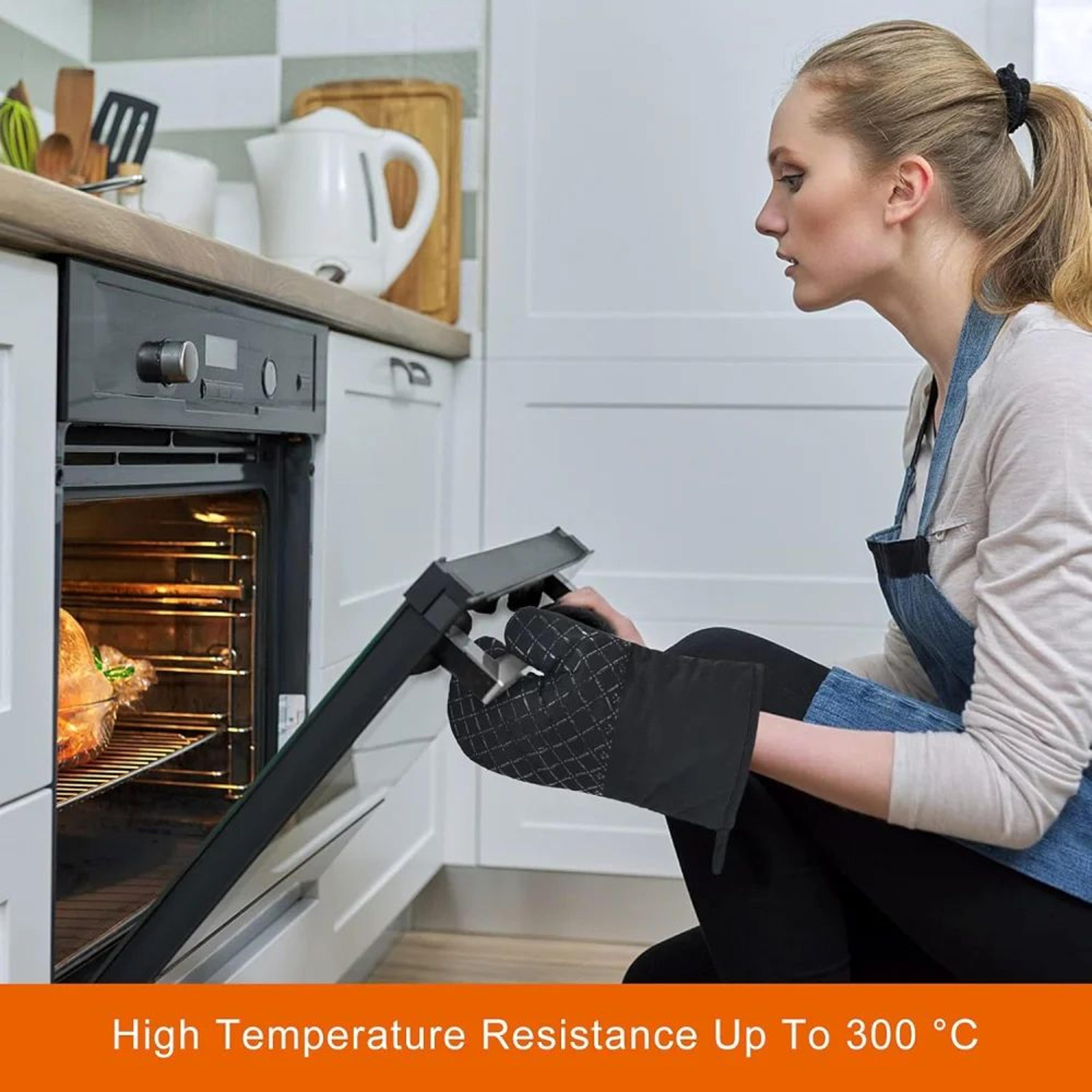 500F Heat Resistant Oven Mitts  Pot Holders Set  NonSlip Silicone Oven Gloves 4Piece Kitchen Safety 5