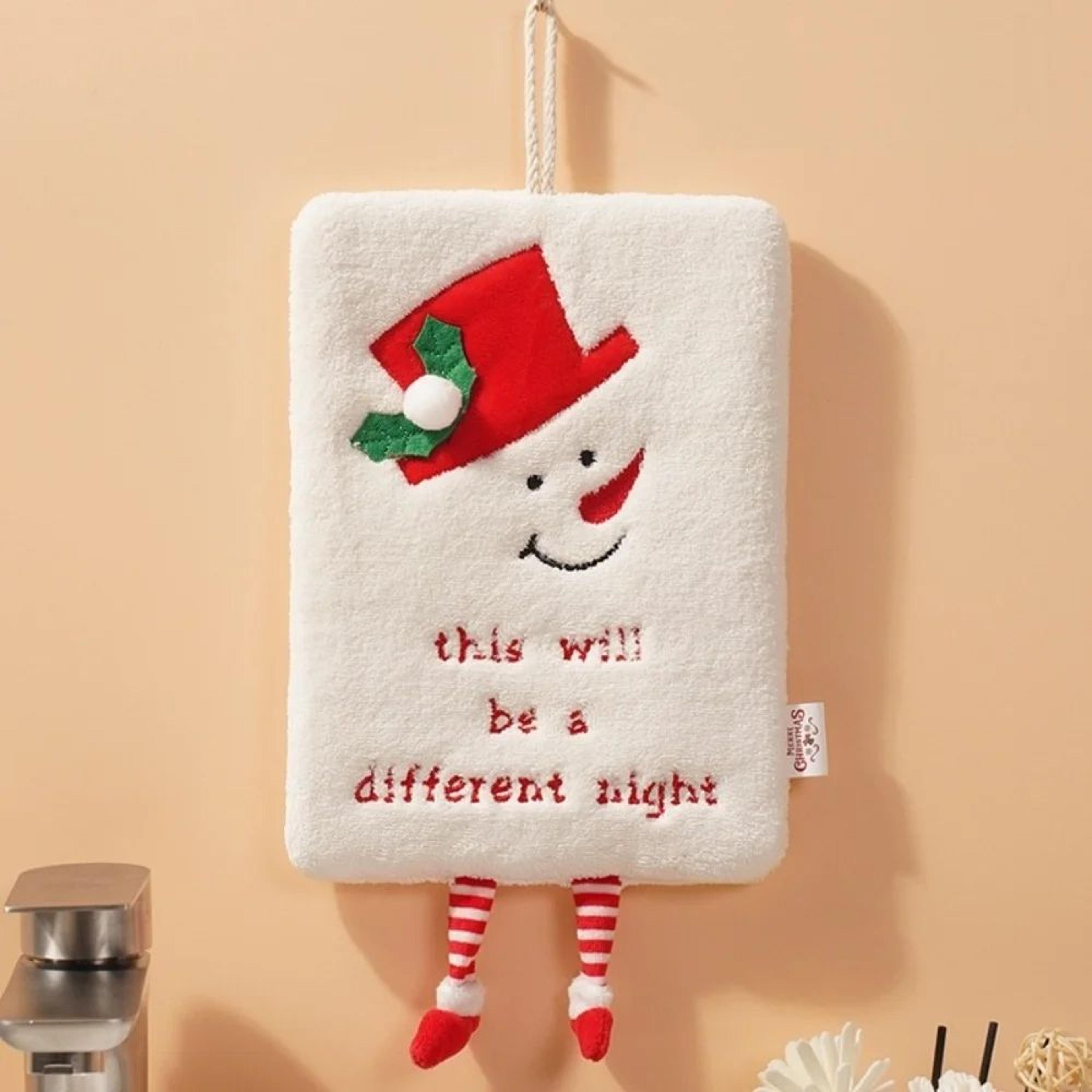 Christmas Hanging Loop Hand Towel  Super Soft QuickDry Christmas Hand Towels For Kitchen  Bathroom  7