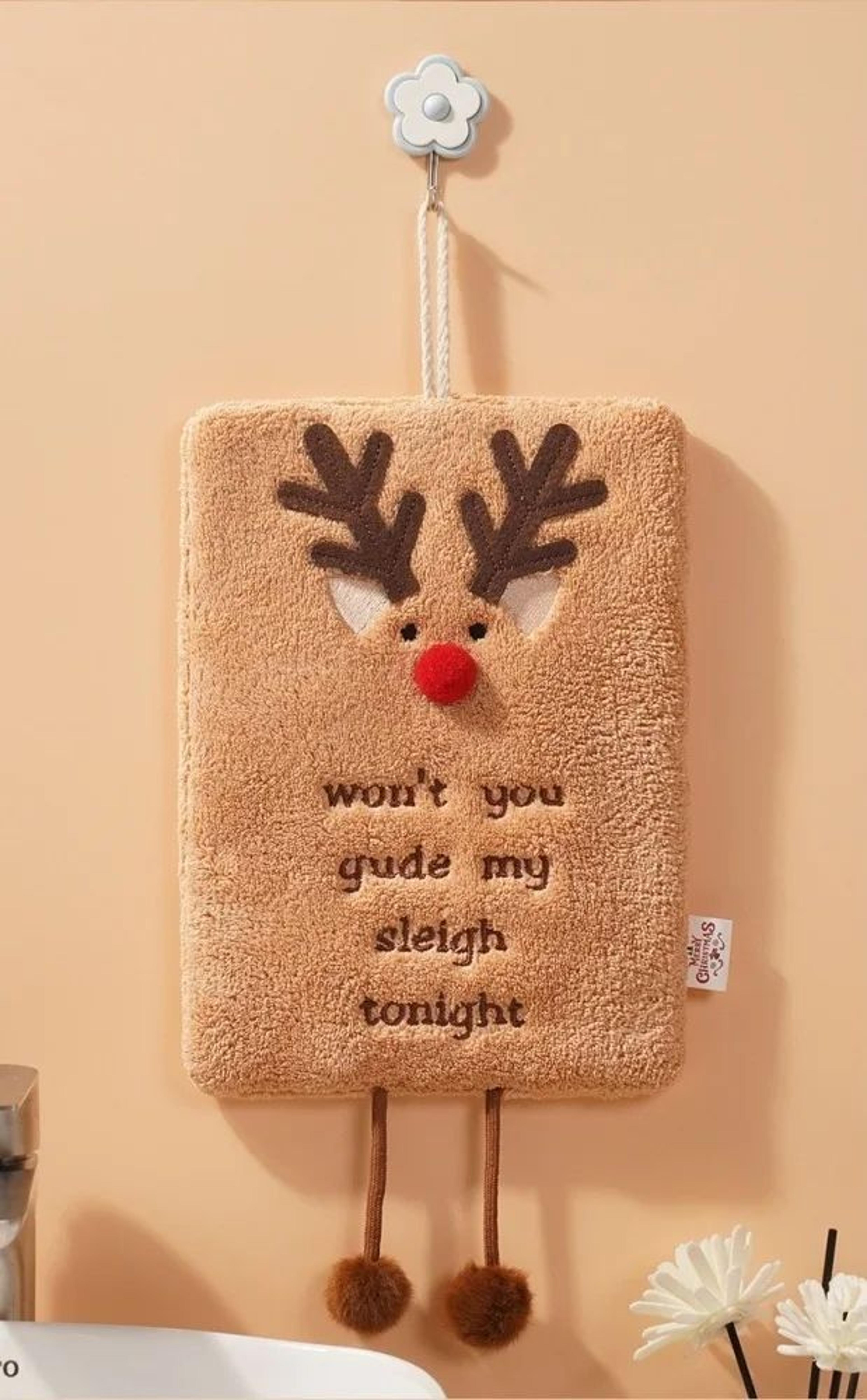 Christmas Hanging Loop Hand Towel  Super Soft QuickDry Christmas Hand Towels For Kitchen  Bathroom  6
