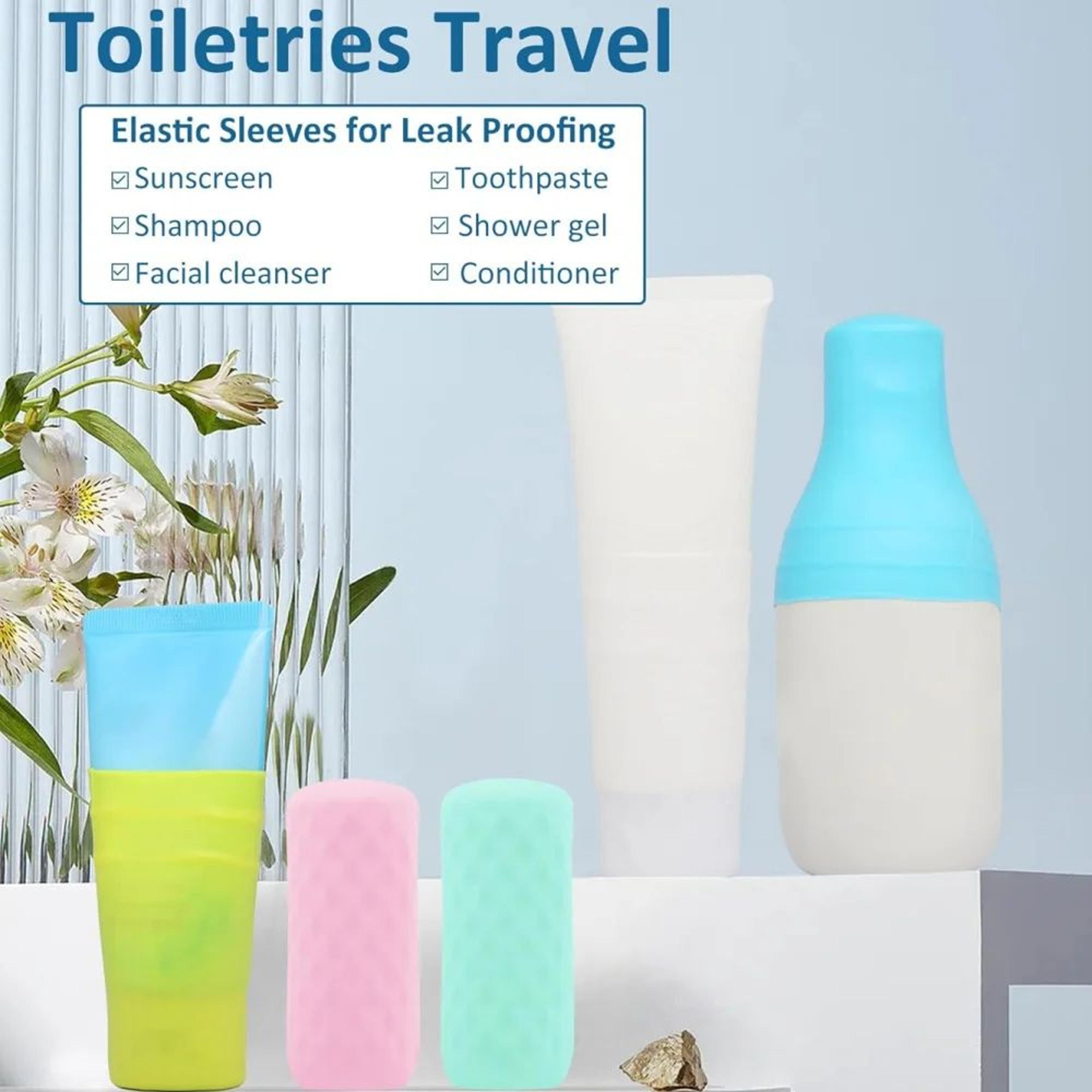 LeakProof Silicone Bottle Caps For Travel  Reusable Elastic Covers For Toiletry Bottles 56 Pack 4