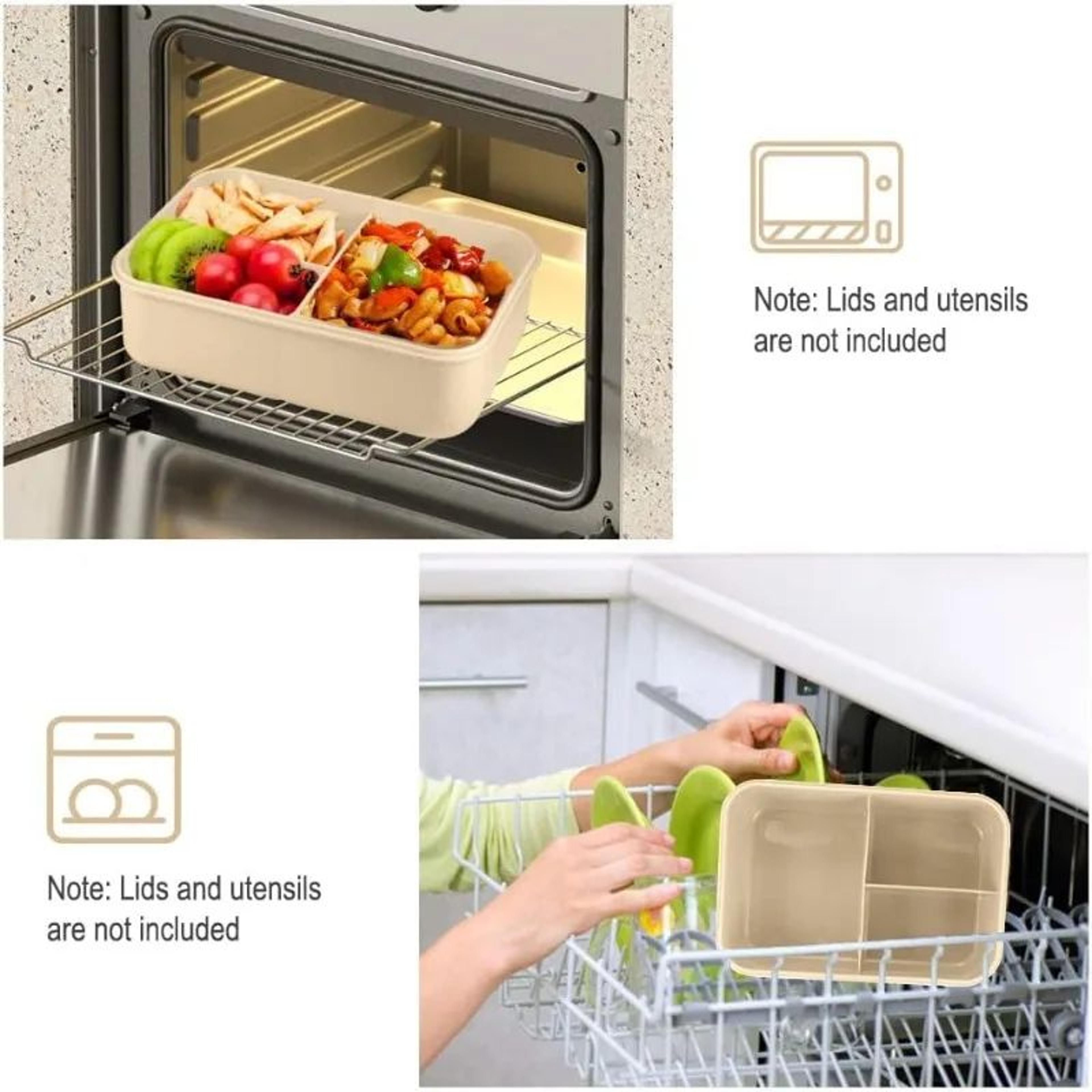 Leakproof Bento Lunch Box 1200ml  3 Compartment Microwave Safe Lunch Container With Utensils 0