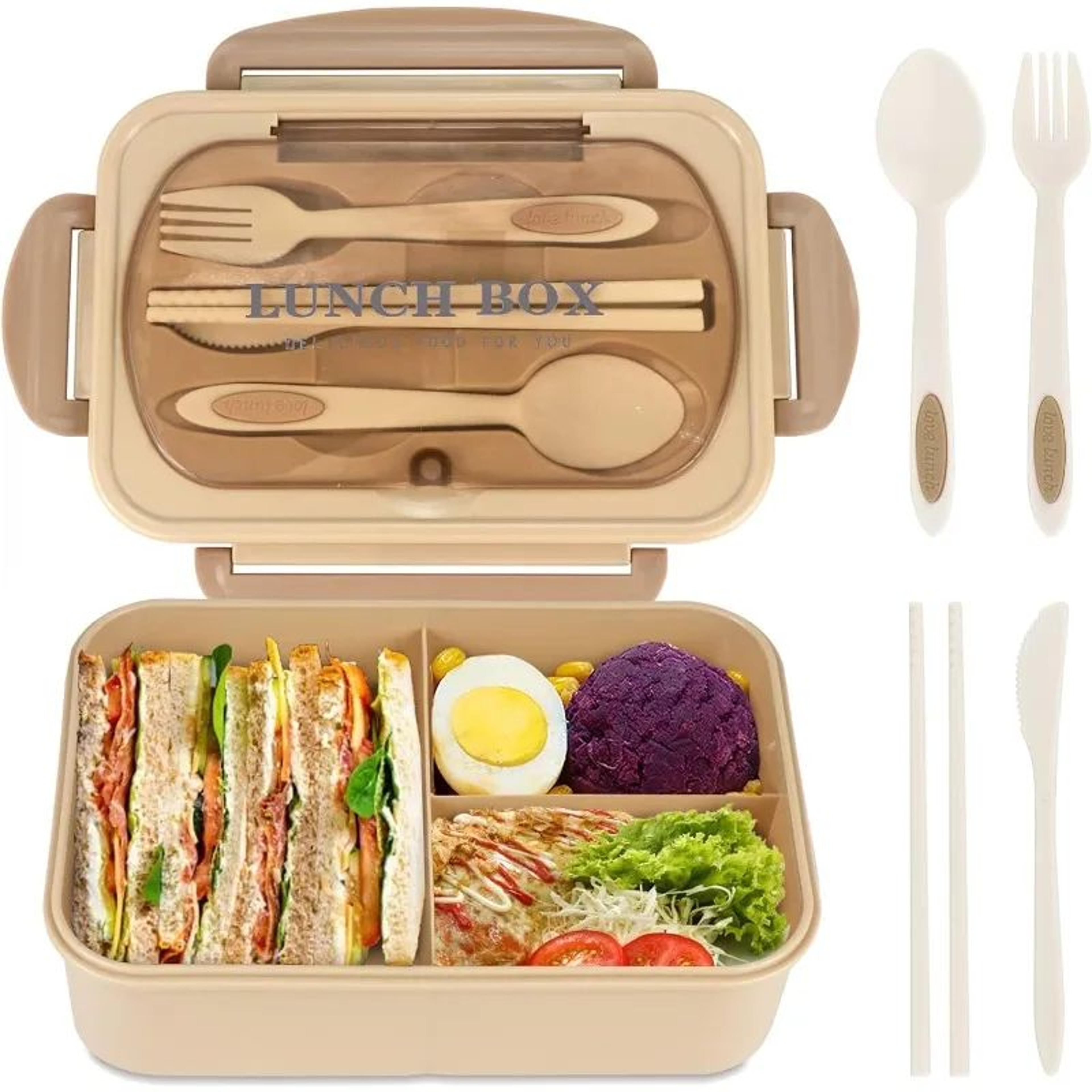Leakproof Bento Lunch Box 1200ml  3 Compartment Microwave Safe Lunch Container With Utensils 7