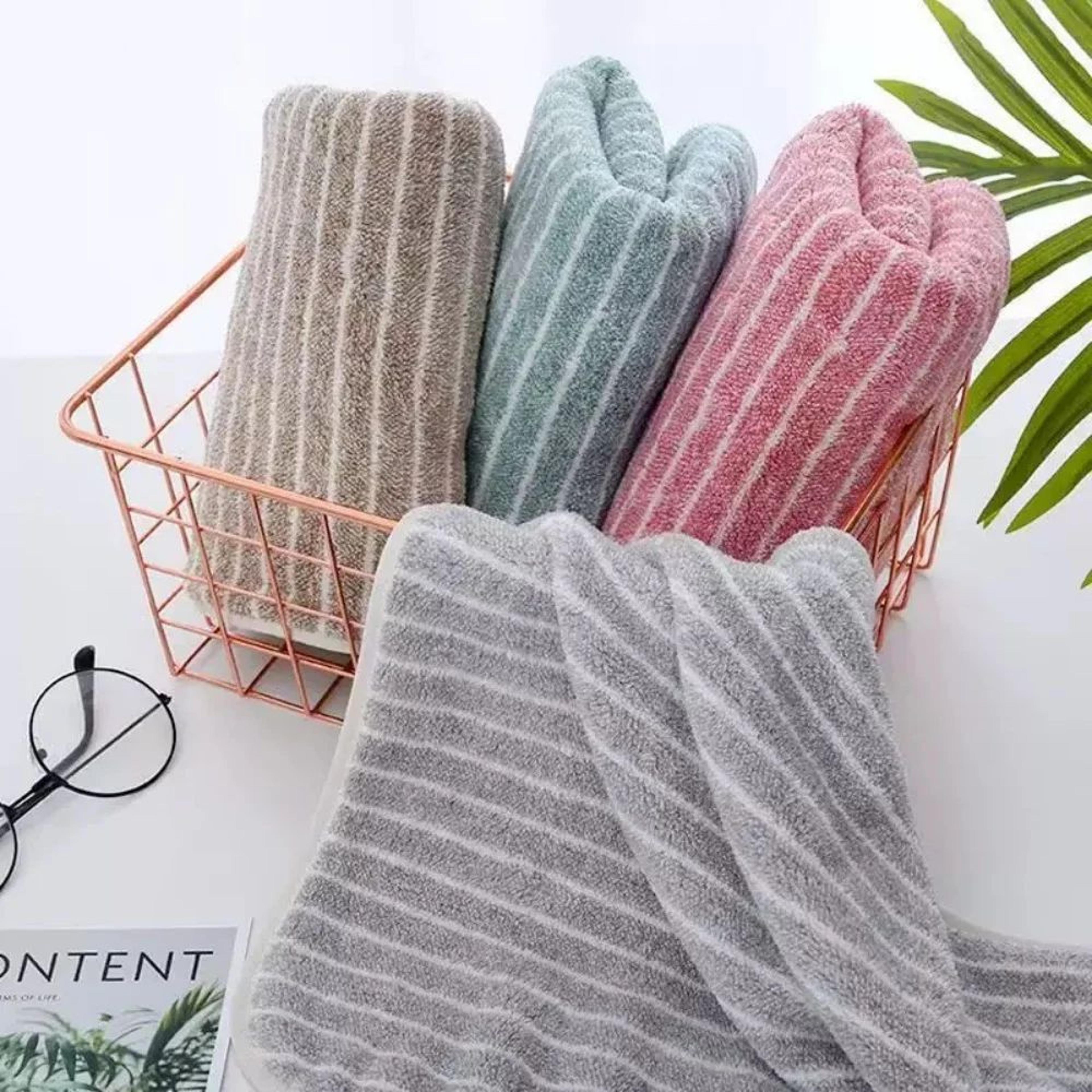 QuickDry Striped Bath Towel  Ultra Absorbent Bathroom  Spa Towel For Home Hotel And Salon 5