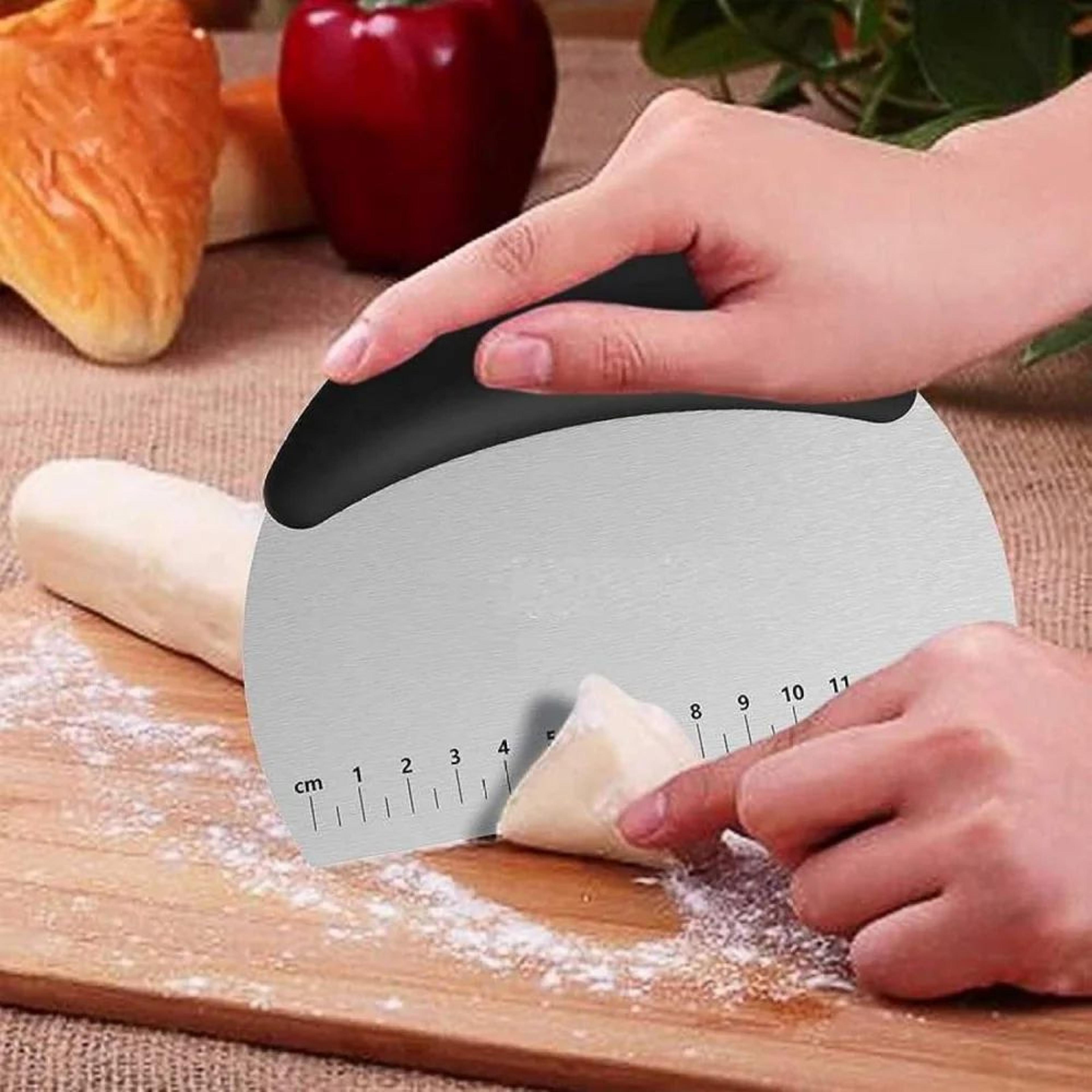 Stainless Steel Bench Scraper  Pastry Cutter With Measuring Scale Precision Dough  Baking Tool 2