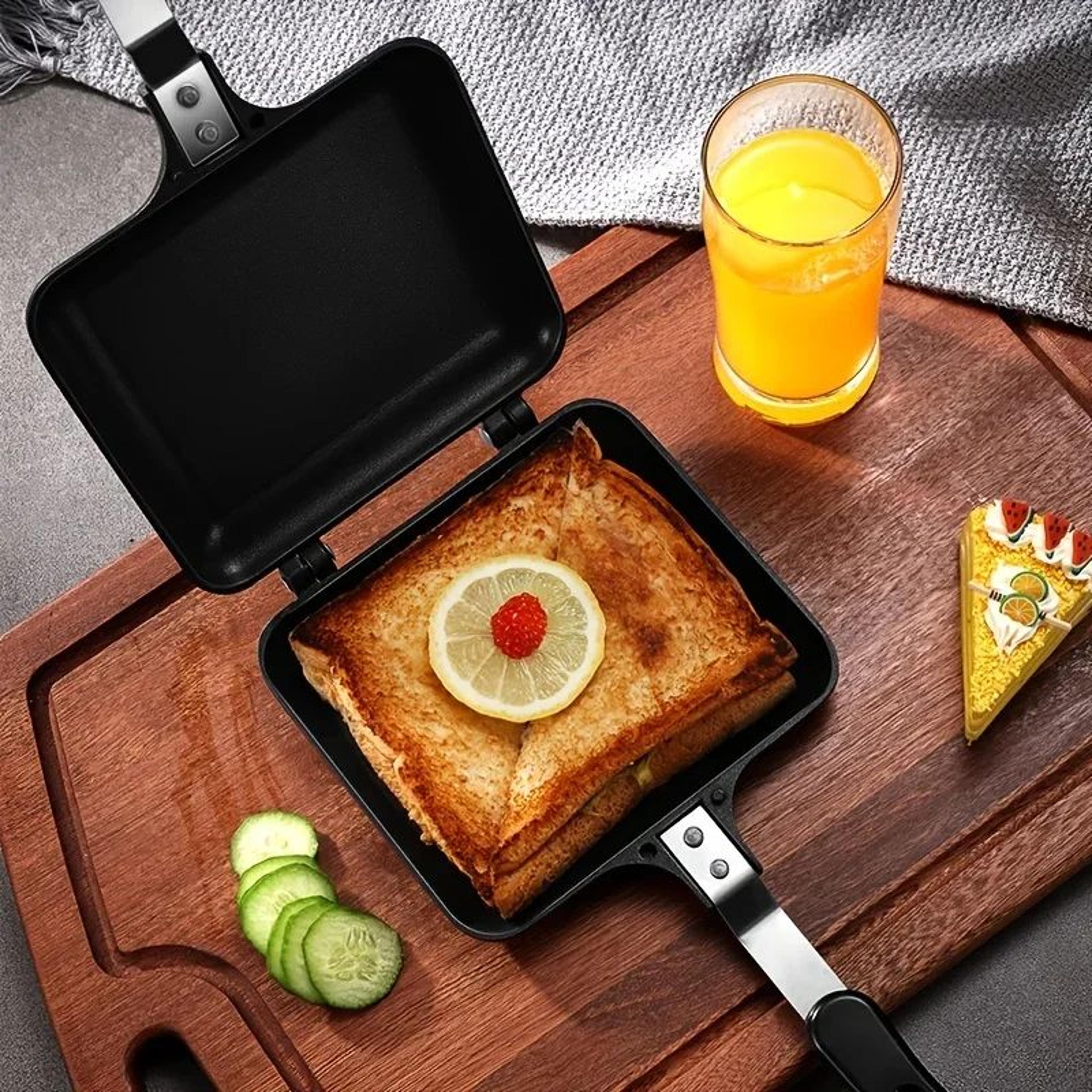 NonStick Stovetop Sandwich Maker Grill Pan DoubleSided Toastie  Waffle Press 4