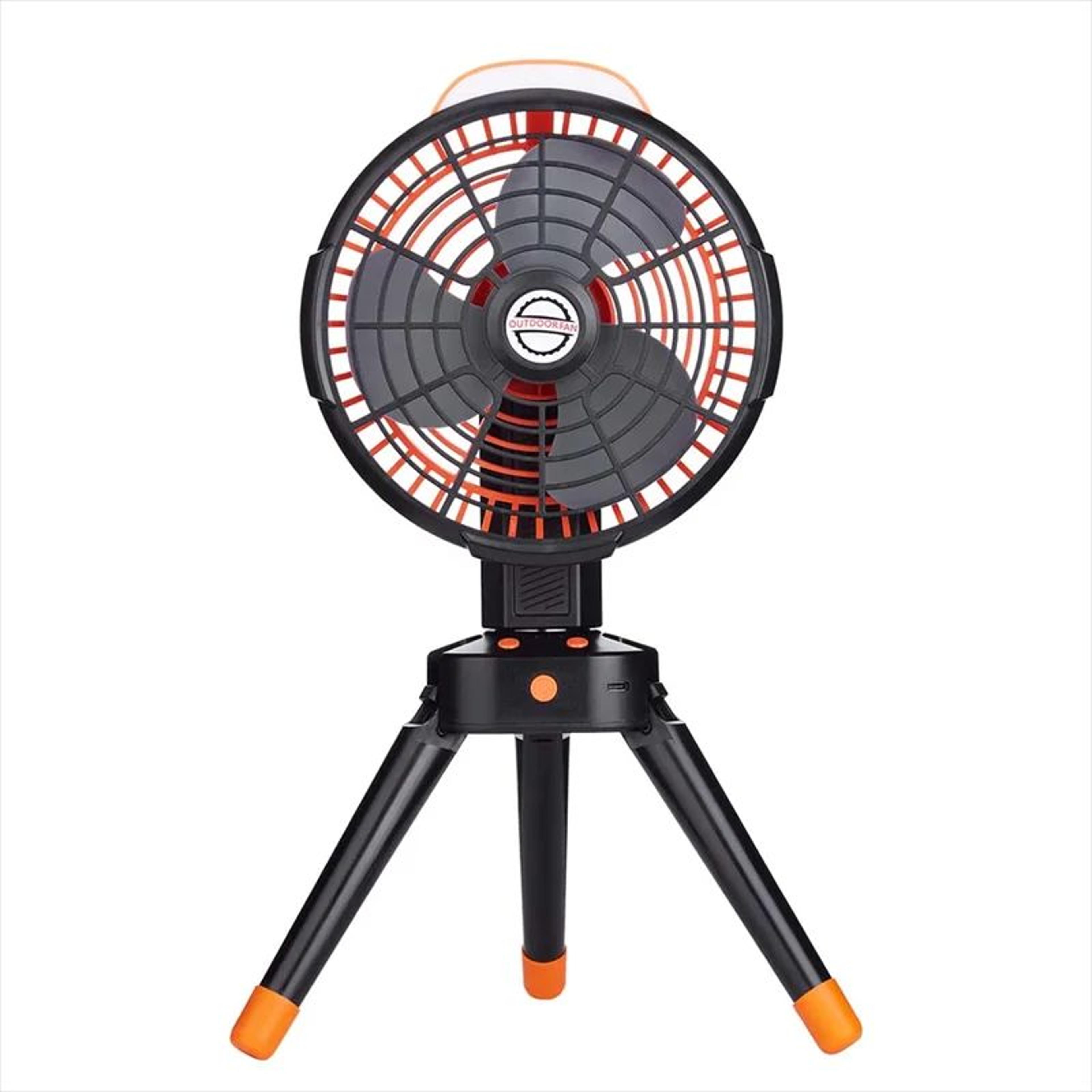 Rechargeable Camping Fan With Foldable Tripod 270 Auto Rotation  LED Light 0