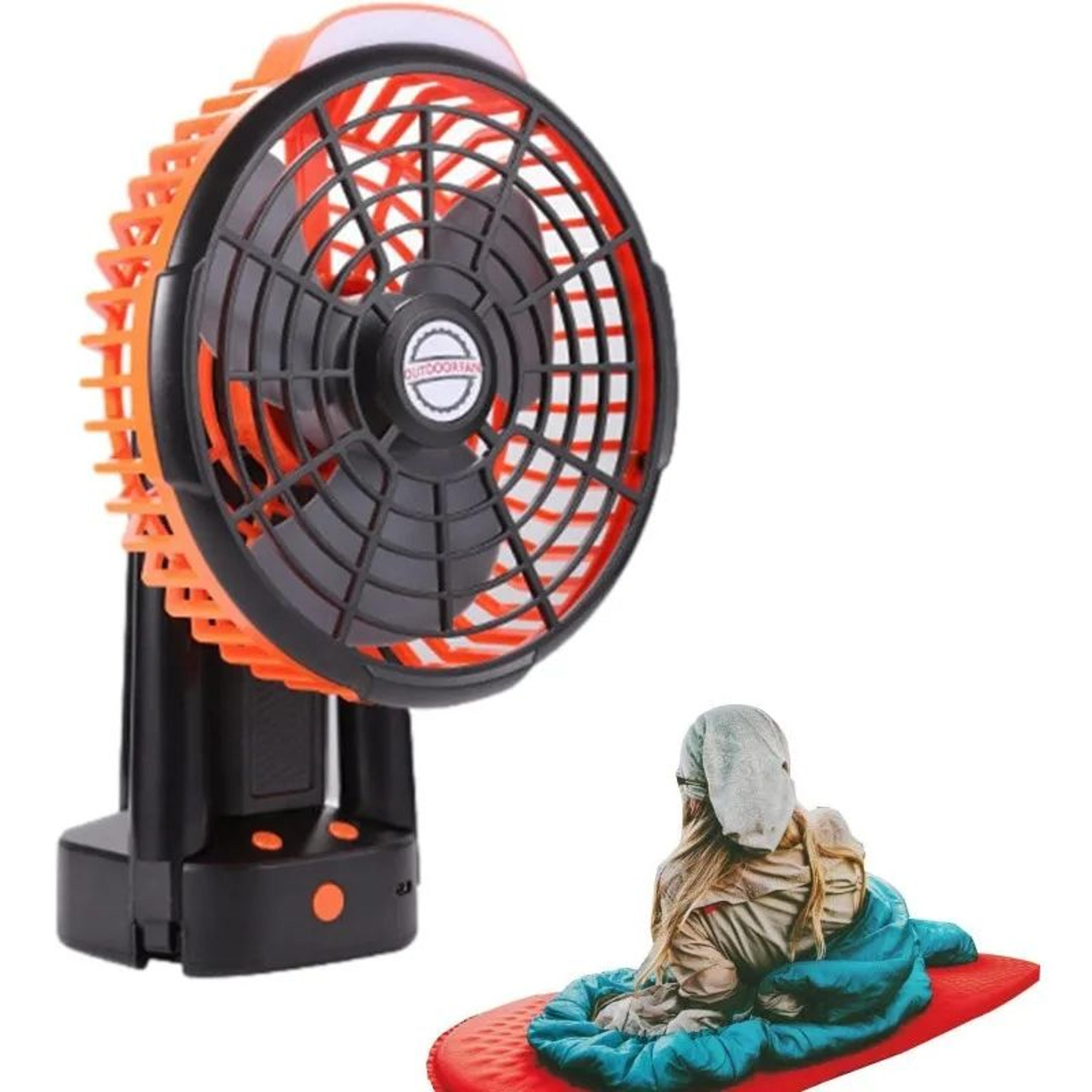 Rechargeable Camping Fan With Foldable Tripod 270 Auto Rotation  LED Light 3