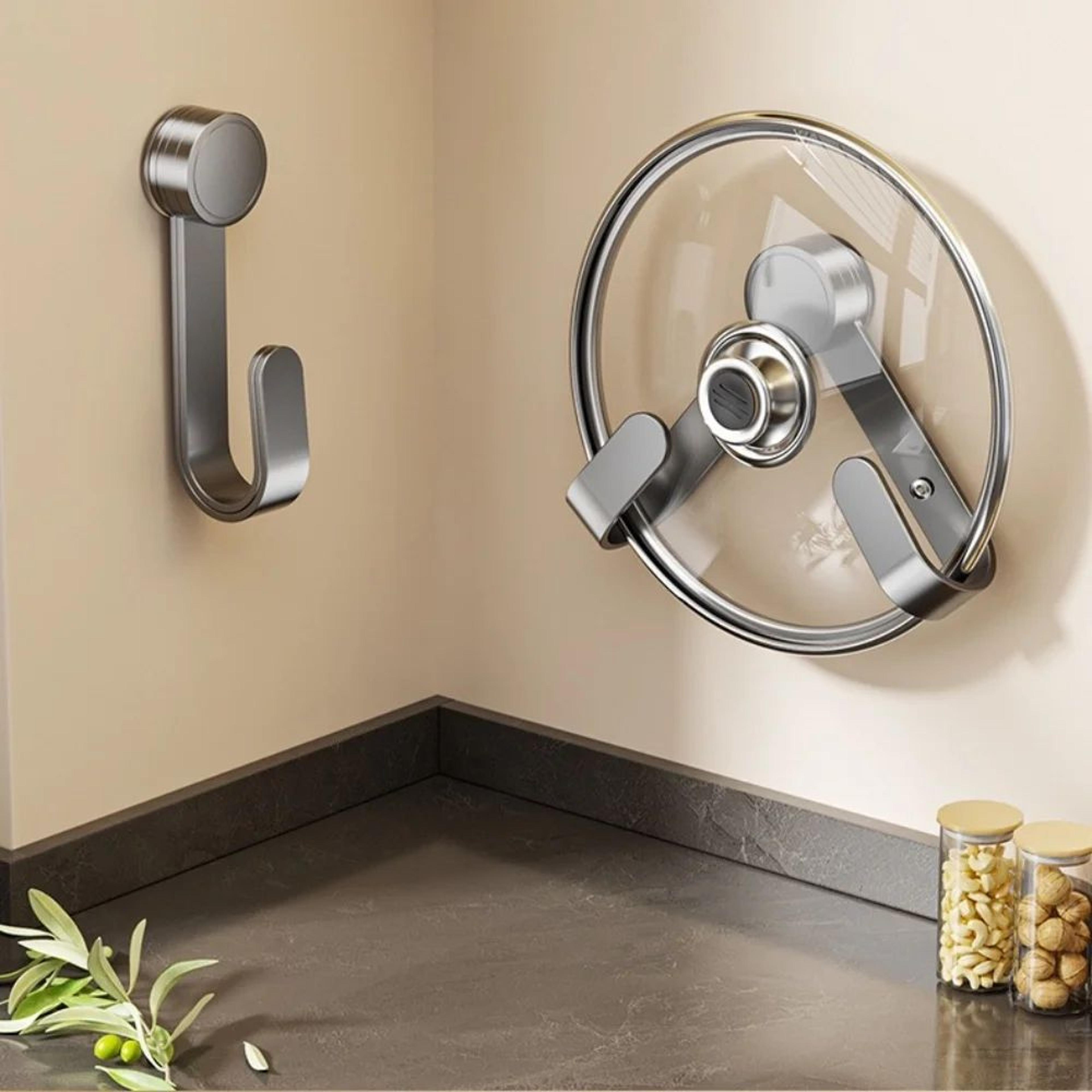 Rotating Pot Lid Organizer With Strong Suction Cups  Adjustable Wall Mounted Pot Lid Holder For Lid 4