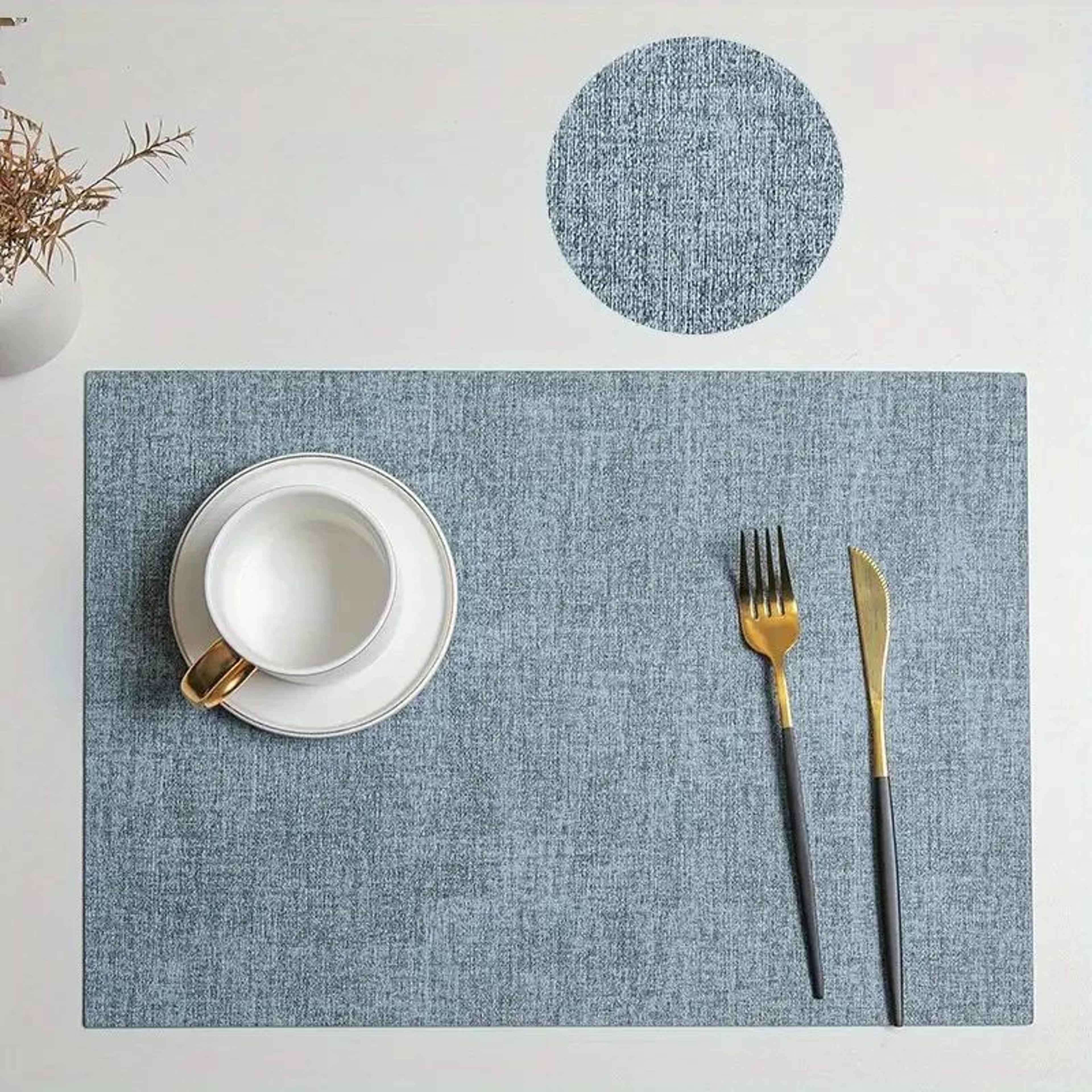 Faux Leather Placemats Set  Waterproof HeatResistant NonSlip Wipeable Table Mats 8