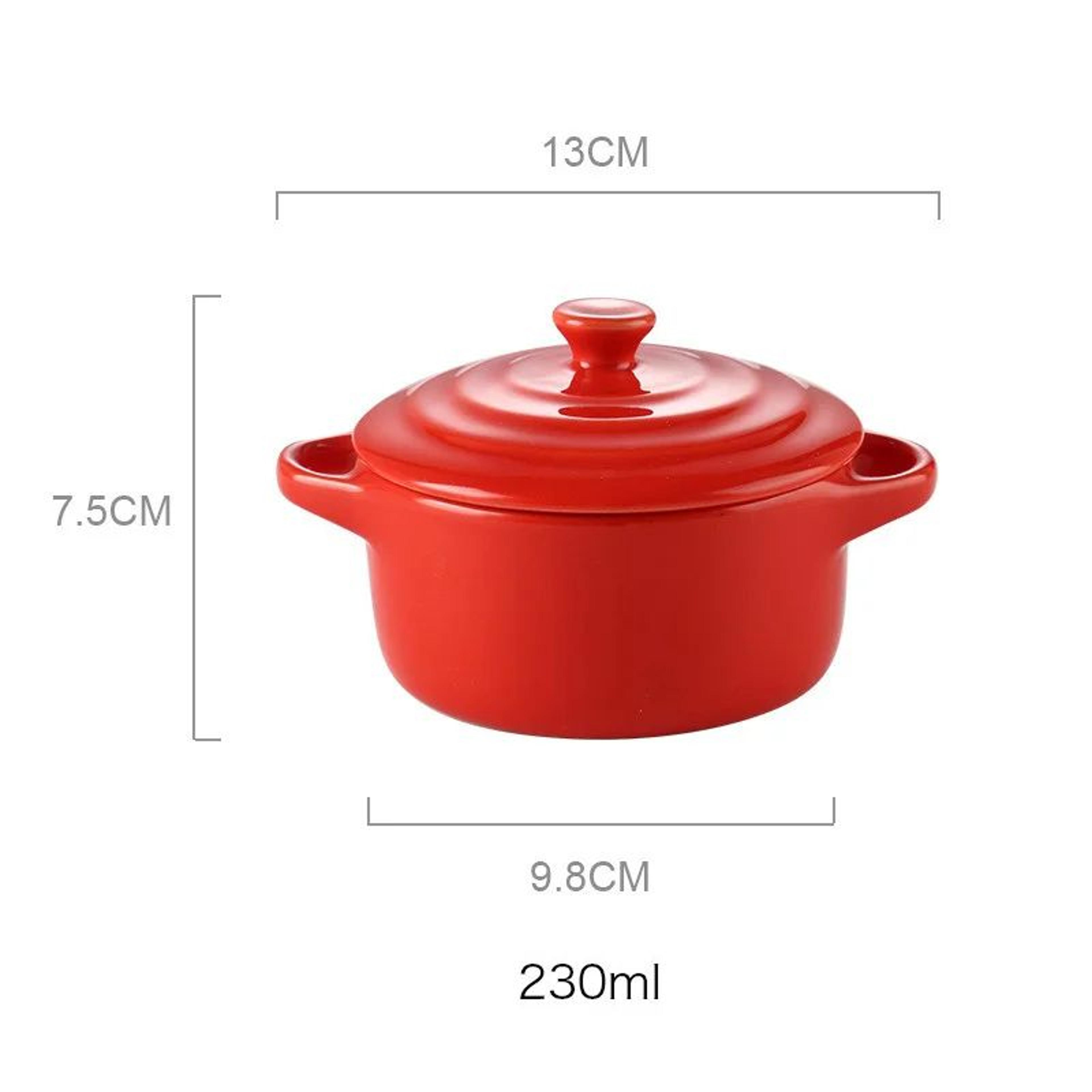 Mini Ceramic Baking Bowl With Lid  Double Handles  MicrowaveSafe Steamed Egg  Soup Bowl 5