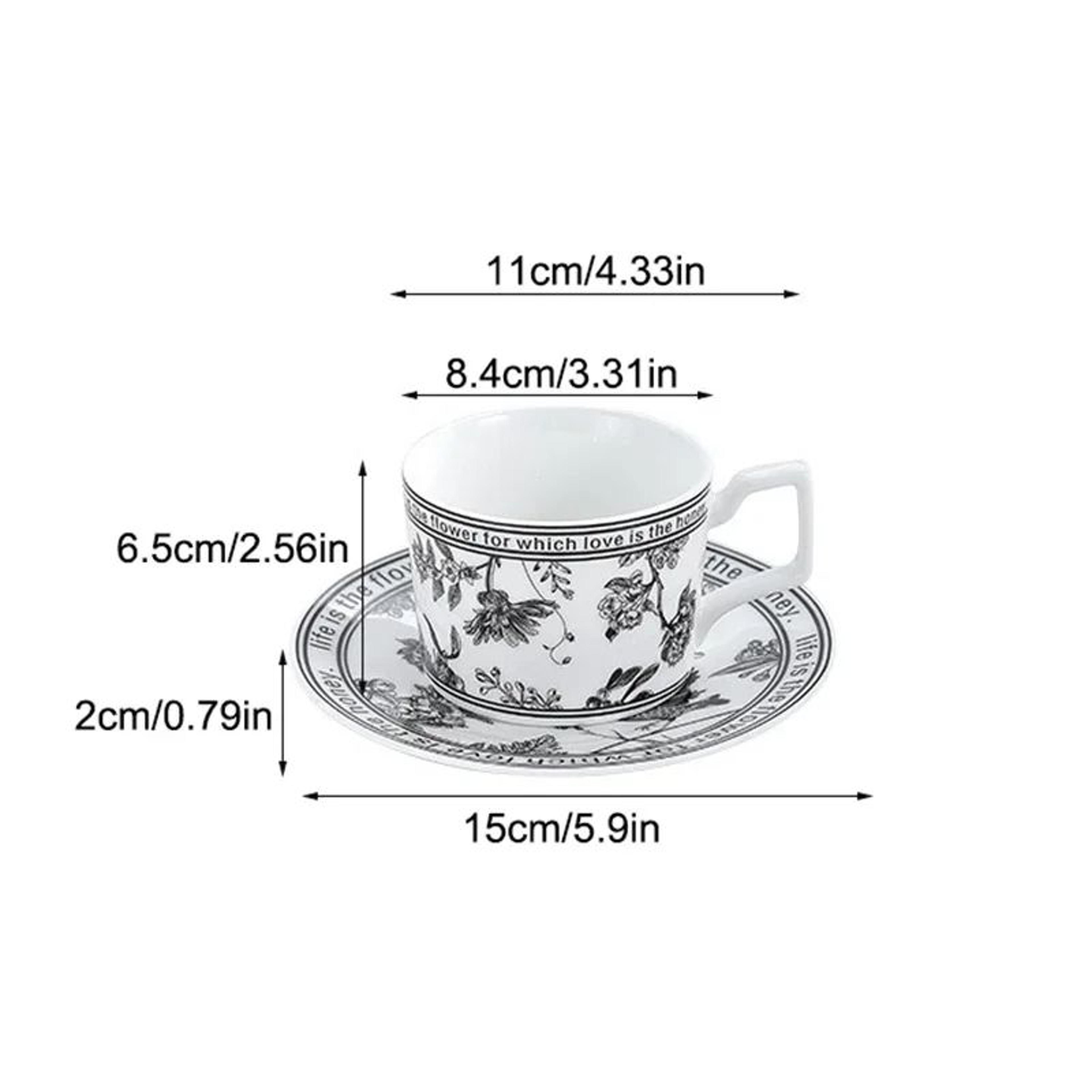 Vintage Floral Bird Ceramic Tea Cup  Saucer Set 200 Ml With Dessert Tray  Elegant Vintage Tea Cup S 5