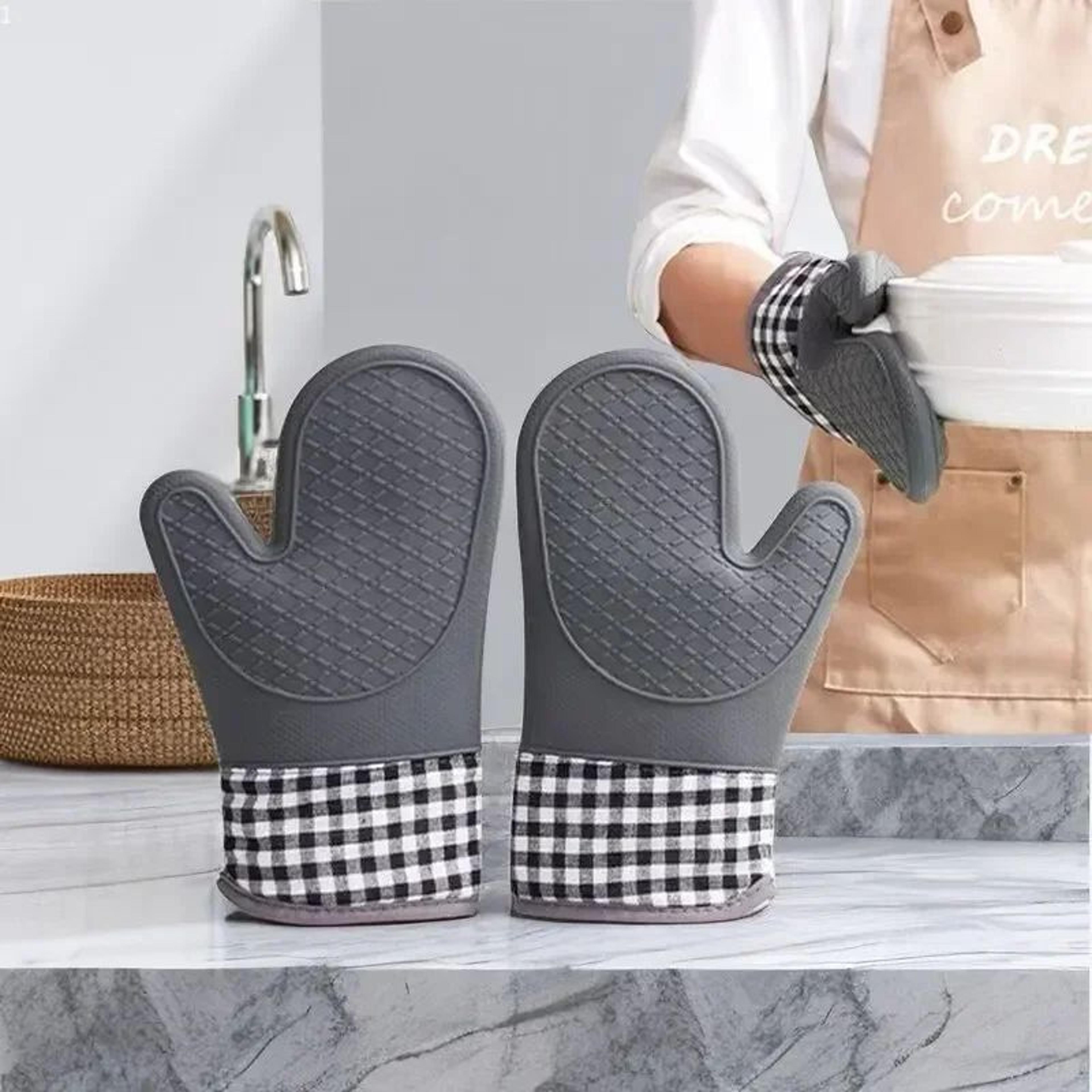 Silicone Insulated Oven Gloves  Heat Resistant NonSlip Grip Thick AntiScald Protection 1
