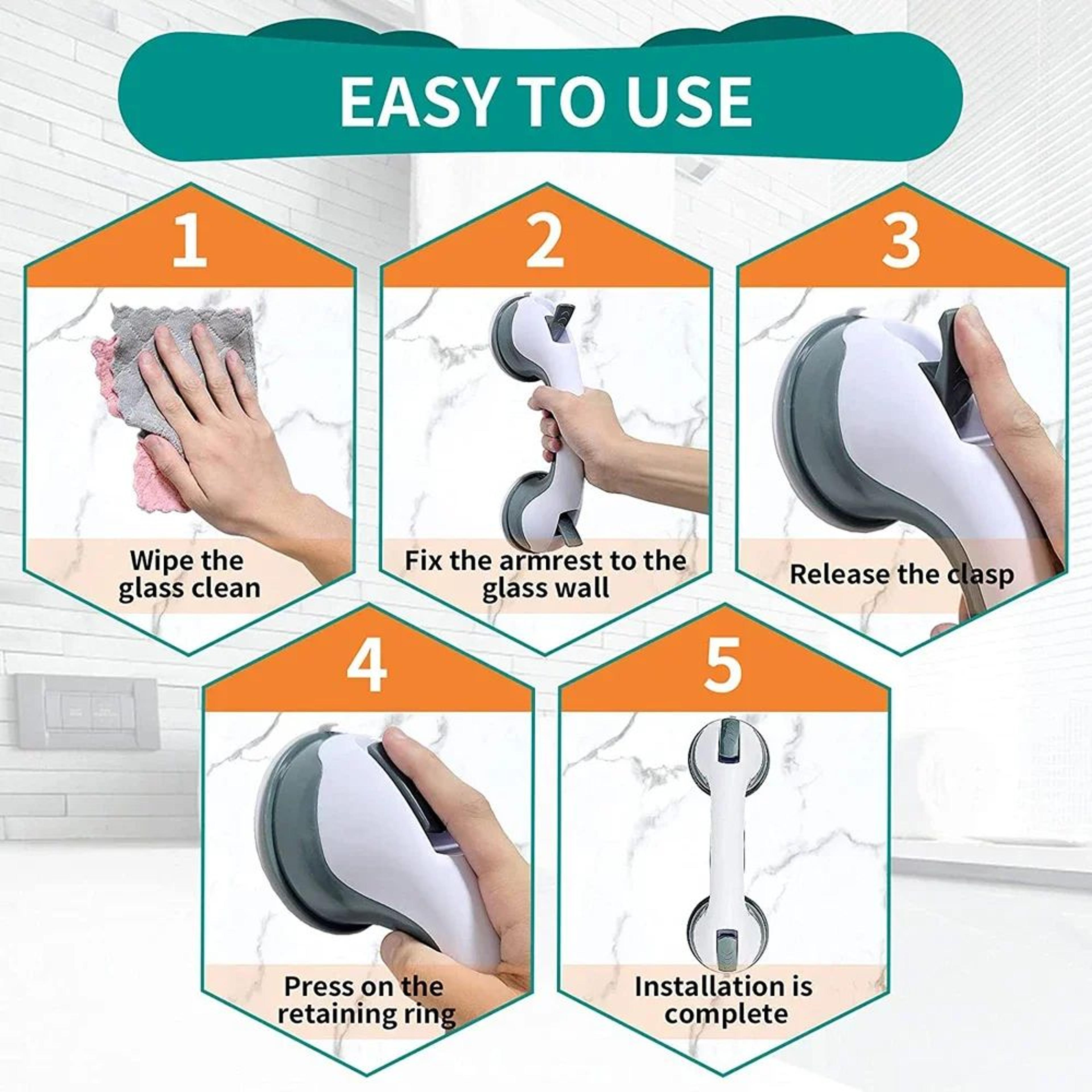 UltraGrip DualLock Suction Shower Grab Bar  Portable Bathroom Safety Handle 2