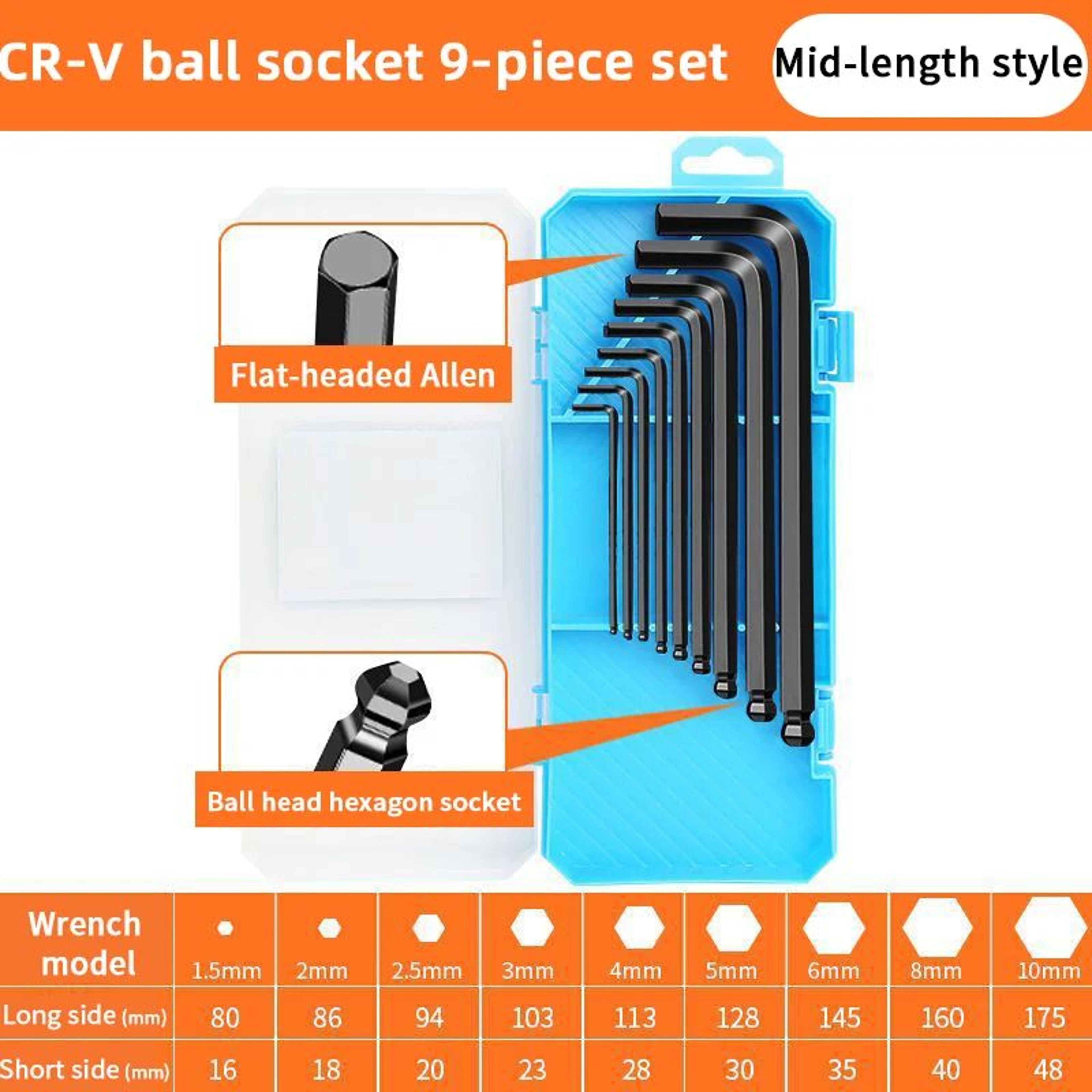 Electric Allen Key Set Metric Hex Wrench Screwdriver Kit With Torque Sleeves BoxPacked 4
