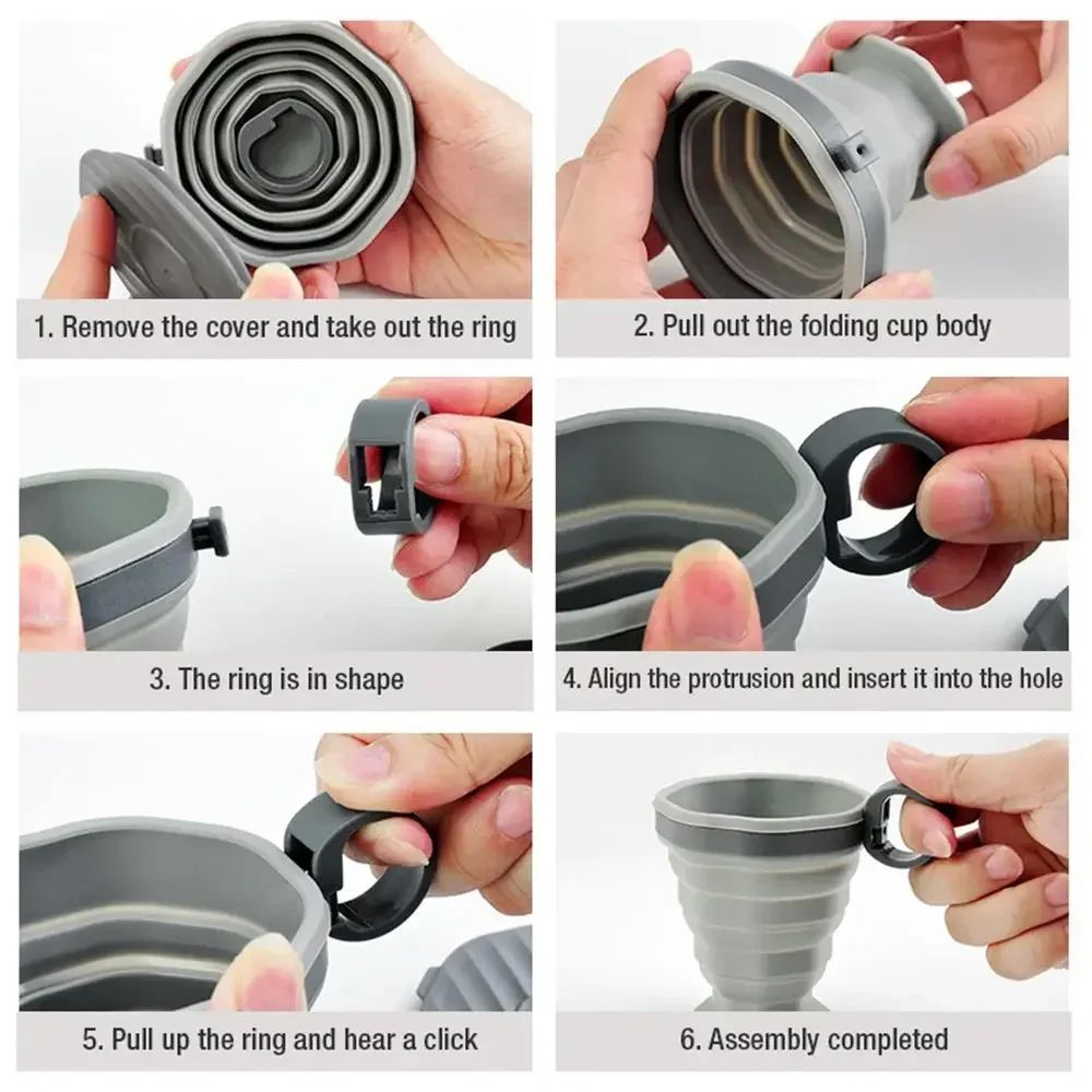 Collapsible Silicone Cup With Lid Foldable Travel Cup For Coffee Water  Mouthwash 2