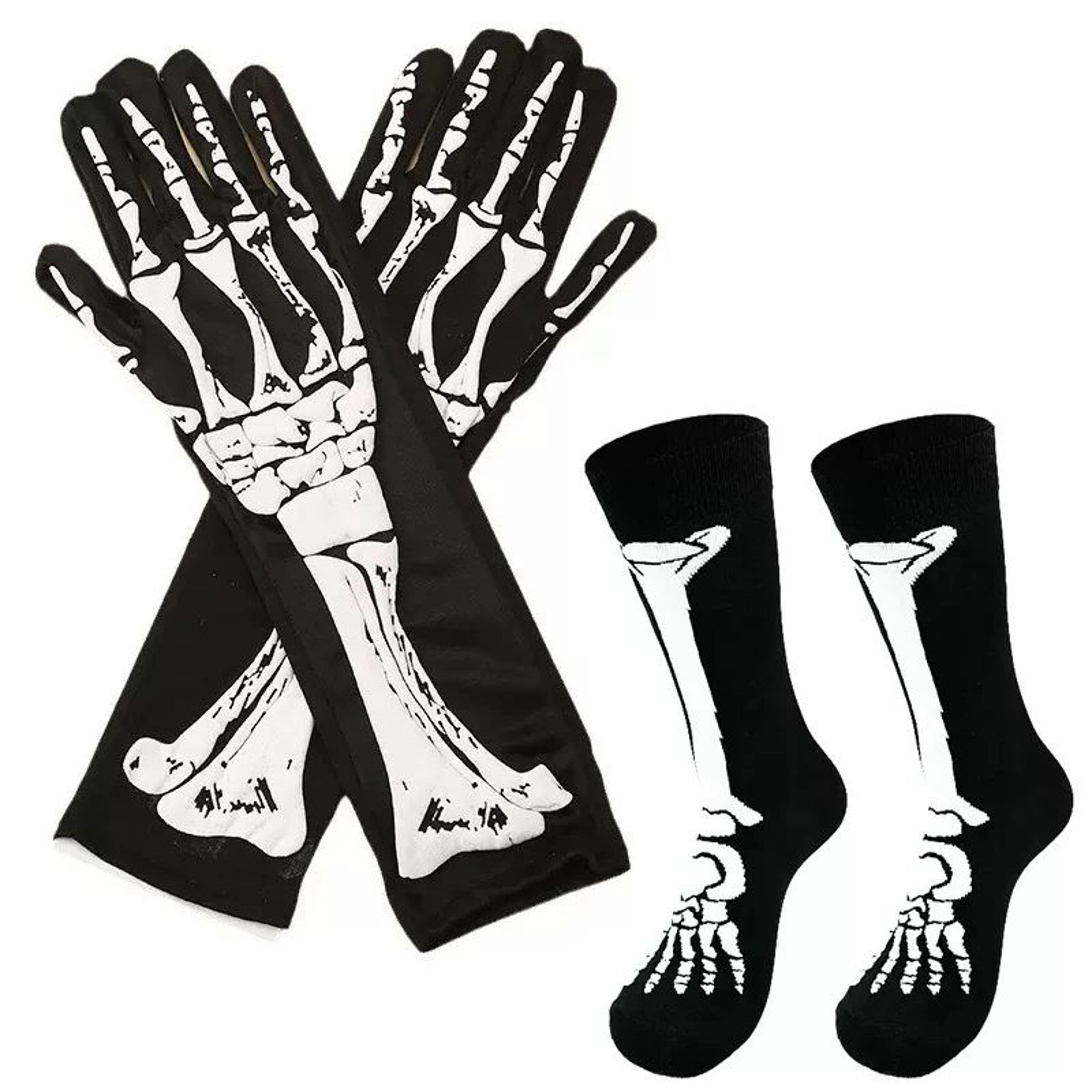 Long Skeleton Gloves For Halloween Costumes  Skeleton Hand Gloves For Cosplay Parties 0