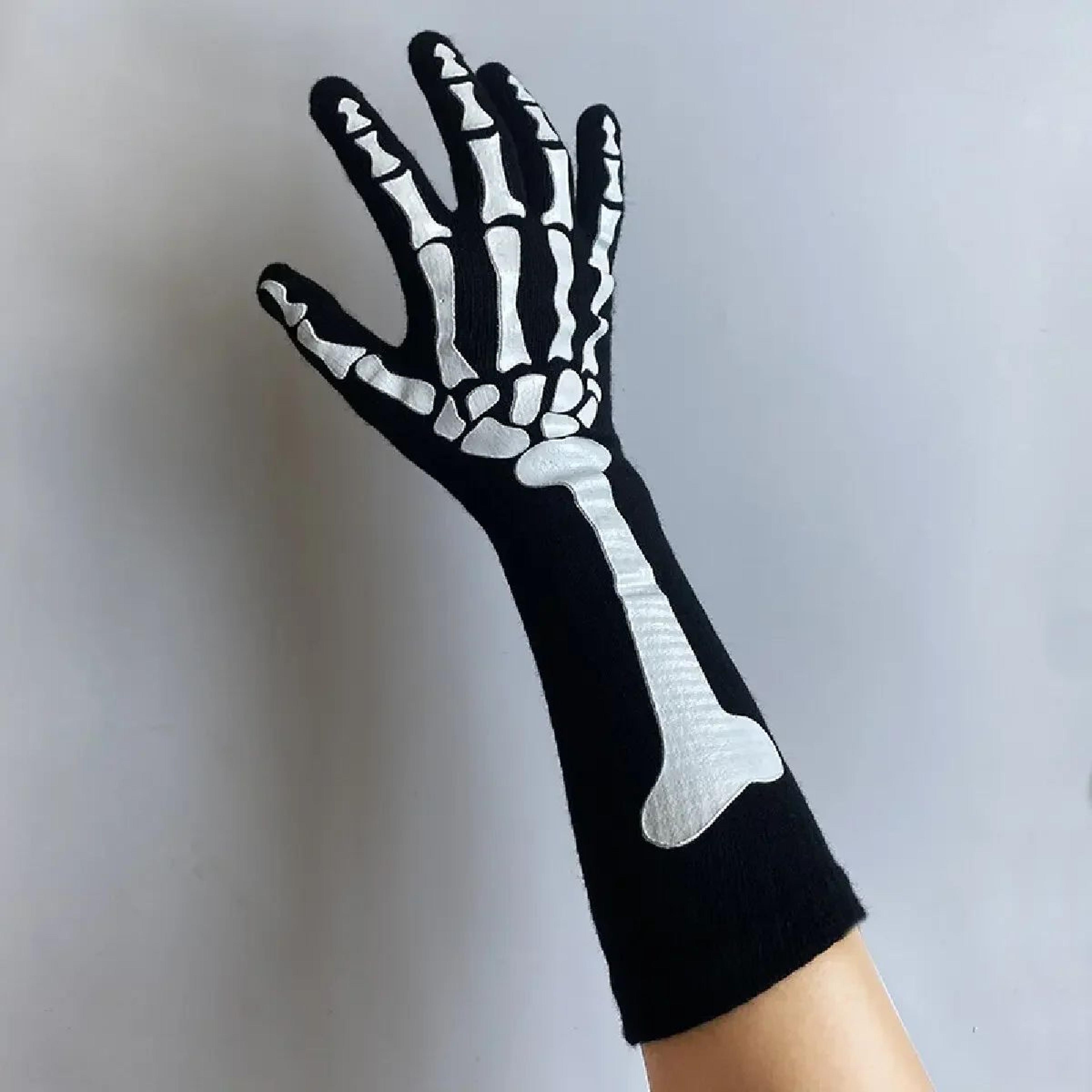Long Skeleton Gloves For Halloween Costumes  Skeleton Hand Gloves For Cosplay Parties 4