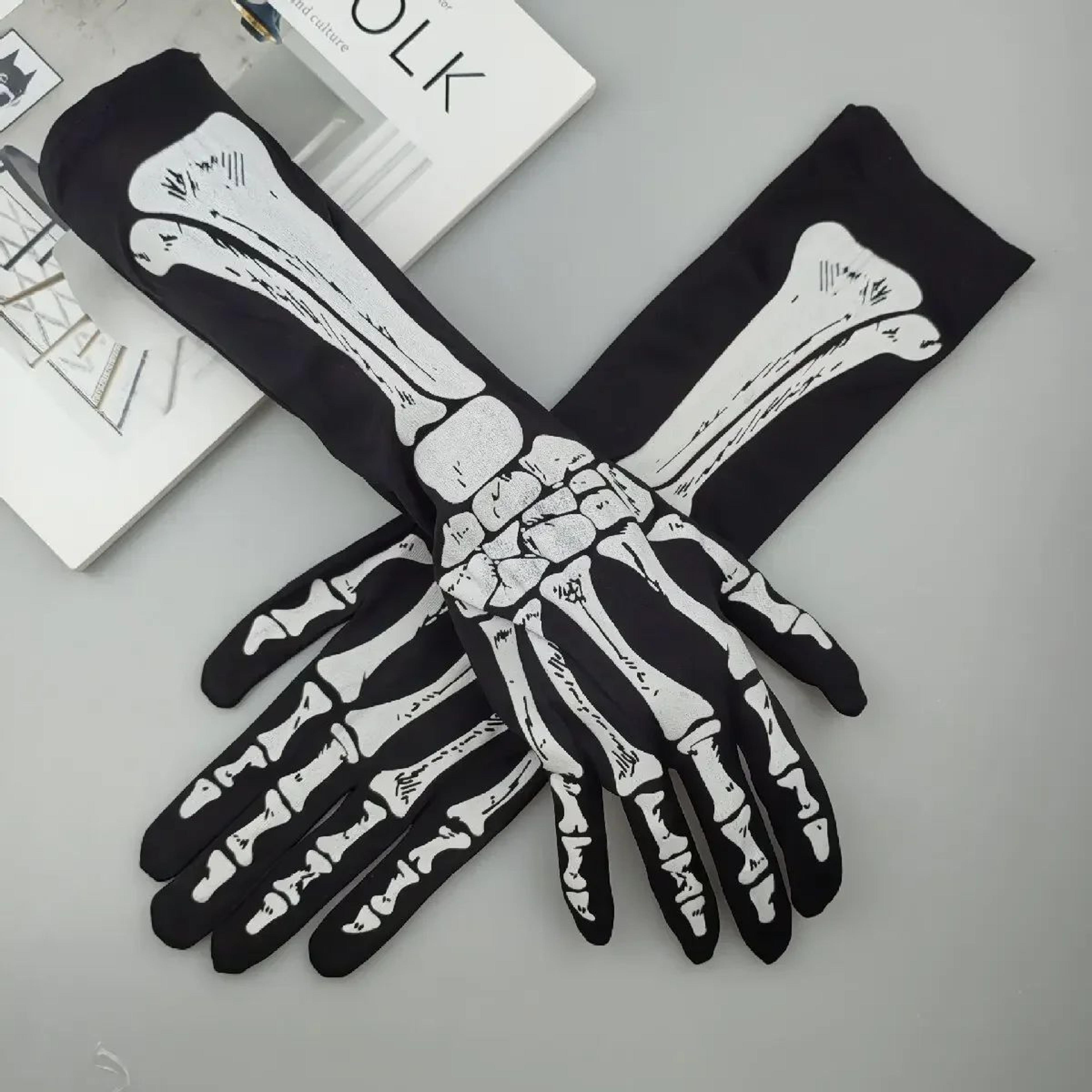 Long Skeleton Gloves For Halloween Costumes  Skeleton Hand Gloves For Cosplay Parties 6